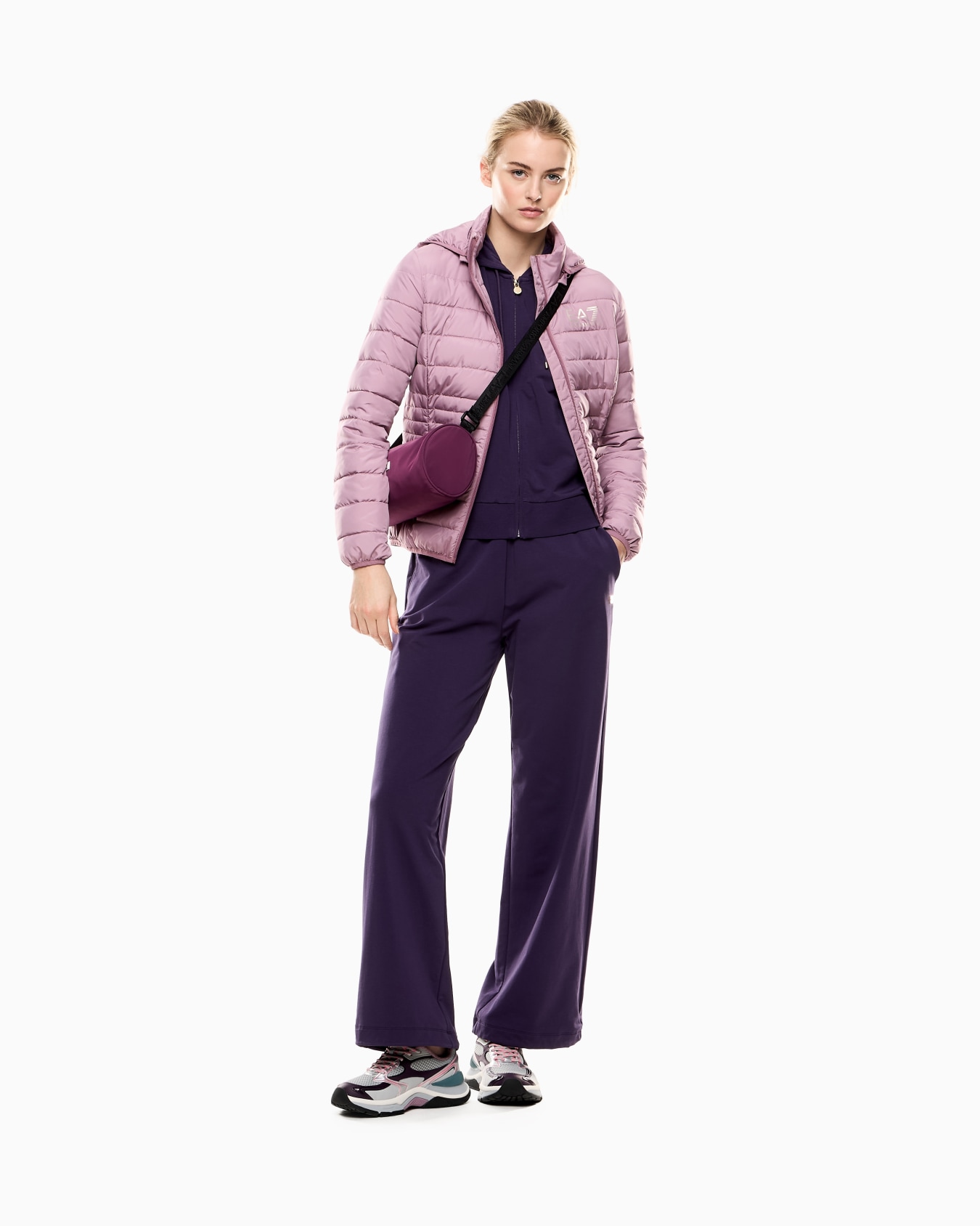 Core Lady recycled technical fabric padded hooded jacket Slide 1