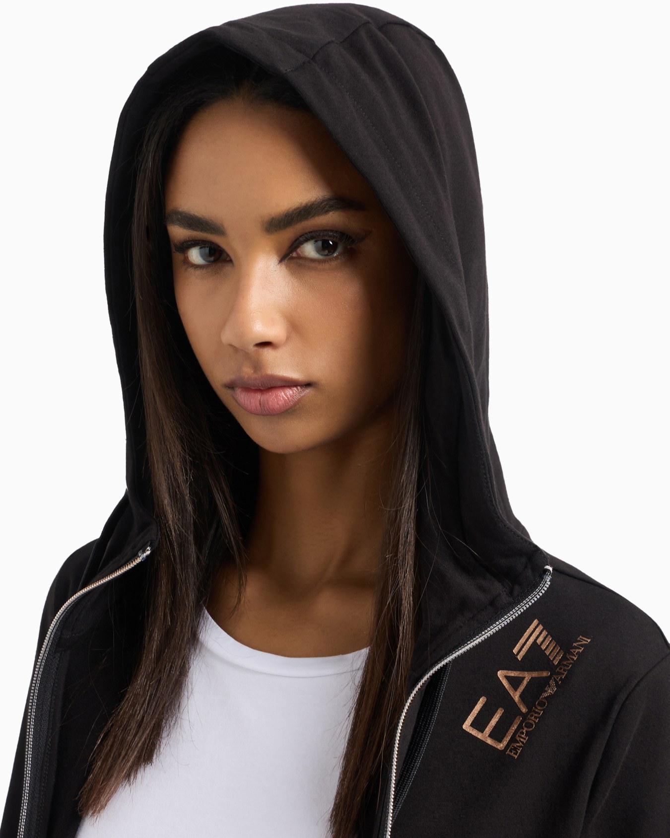 Stretch-cotton hooded Core Lady sweatshirt Slide 4