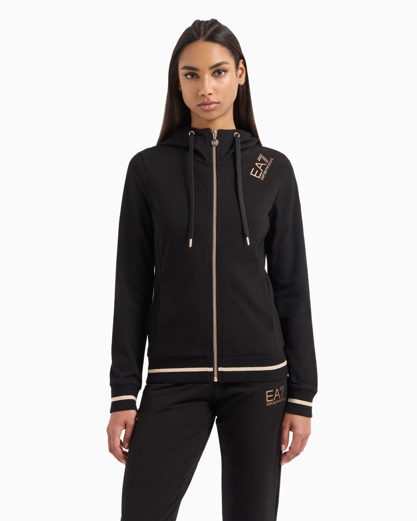 Stretch-cotton hooded Core Lady sweatshirt Slide 1