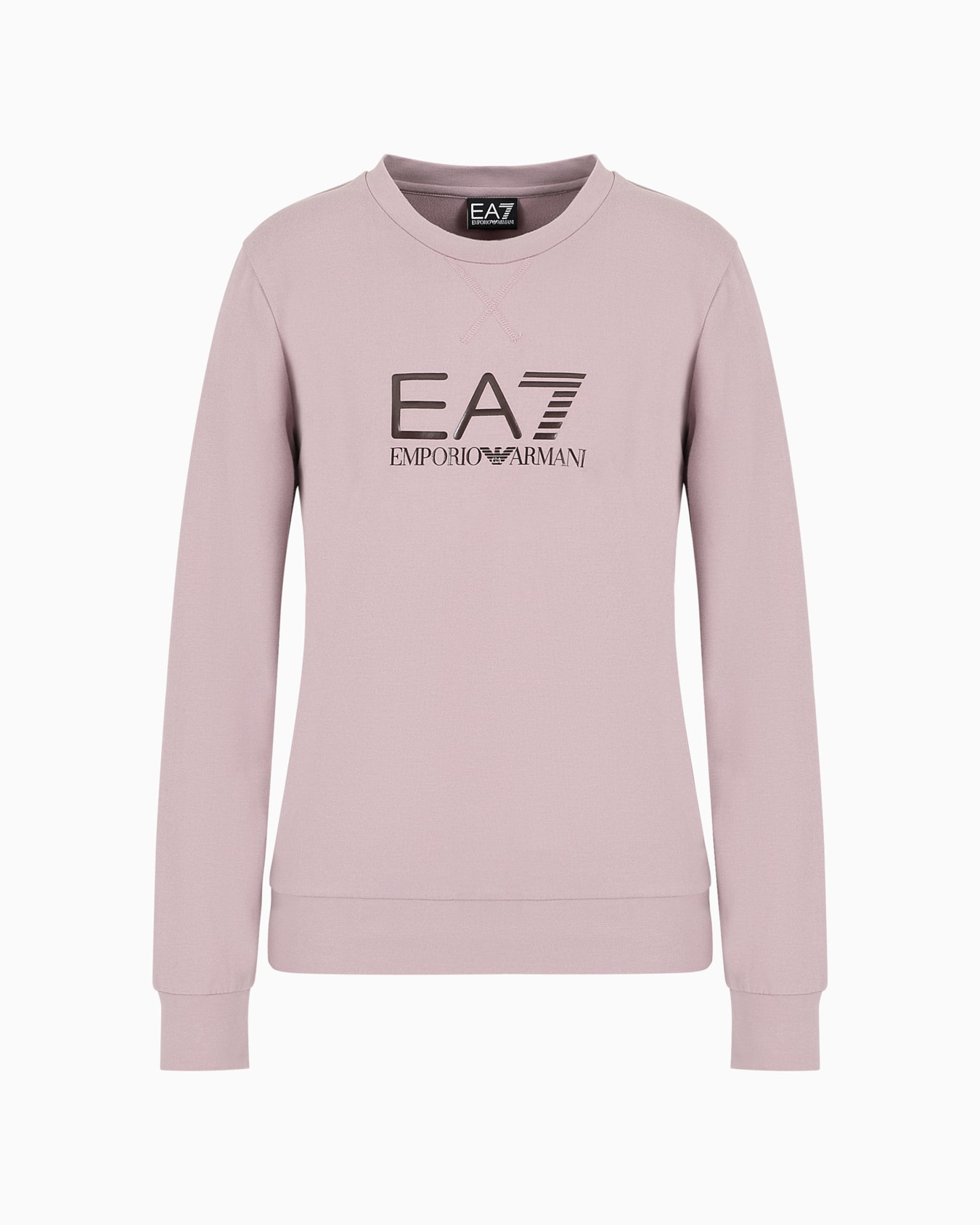Shiny stretch-cotton, crew-neck sweatshirt Slide 0