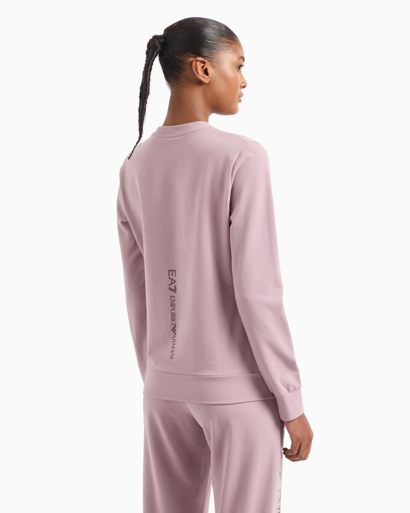 Shiny stretch-cotton, crew-neck sweatshirt Slide 2