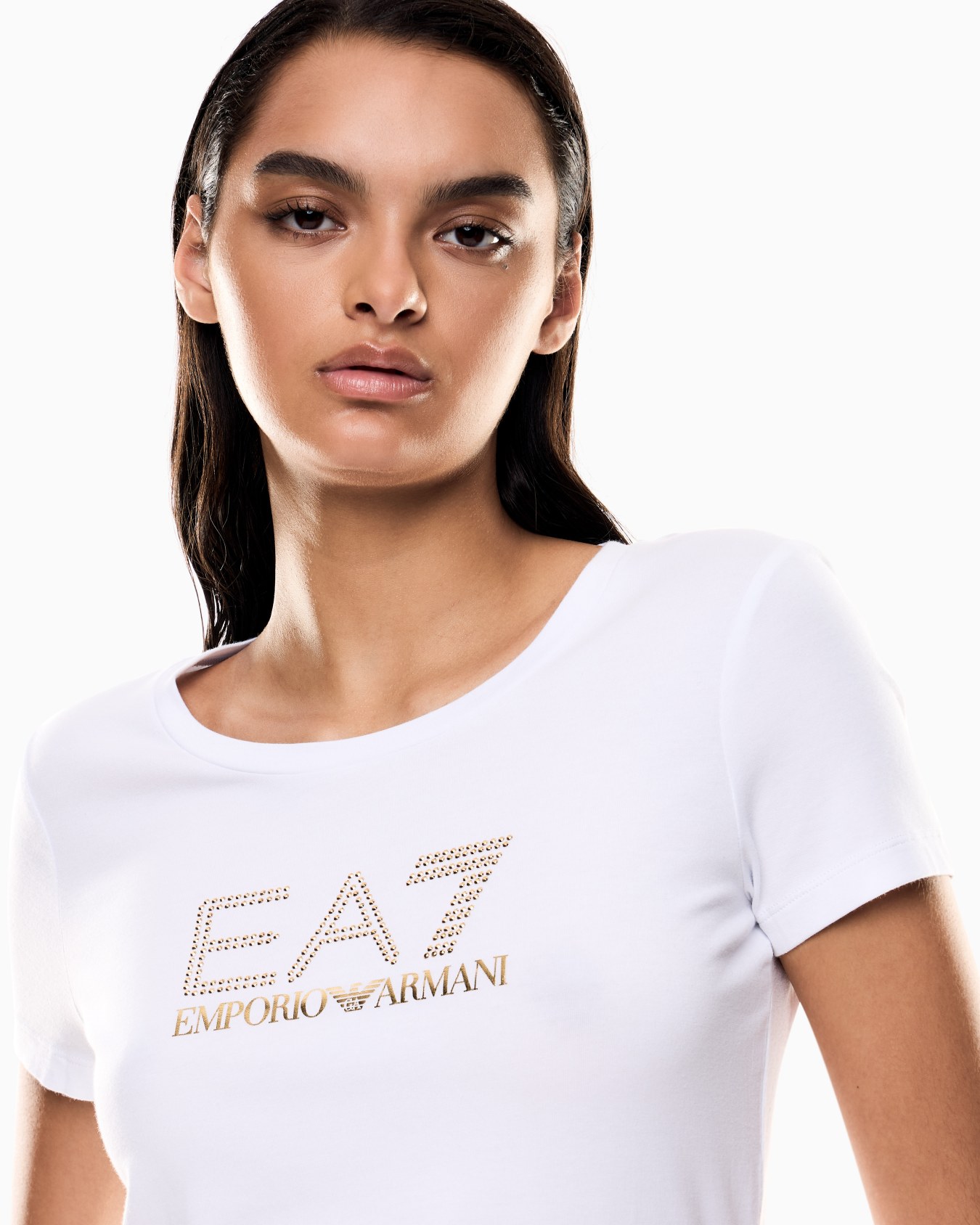 Camiseta de mezcla de algodón y modal elástico con maxilogotipo Evolution Diapositiva 4