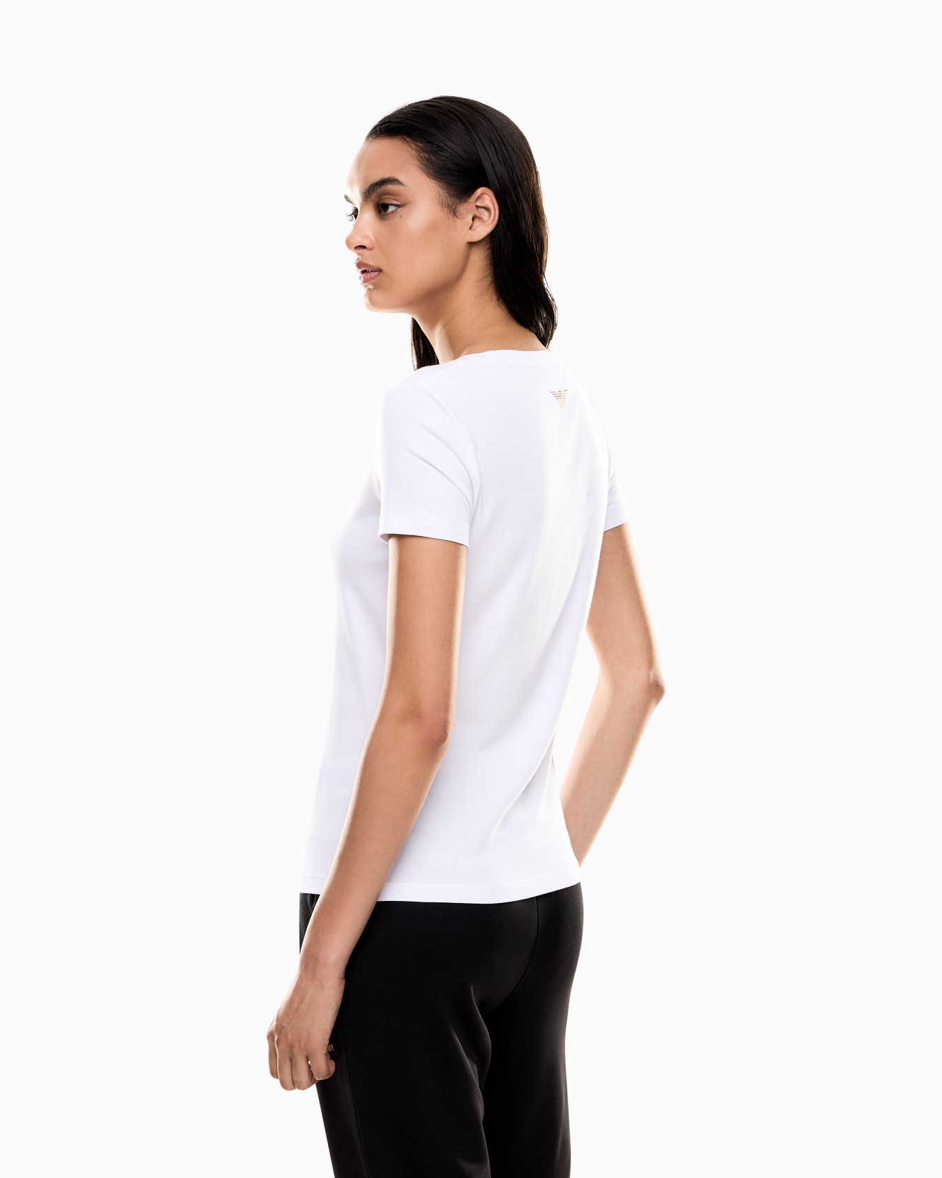Camiseta de mezcla de algodón y modal elástico con maxilogotipo Evolution Diapositiva 2