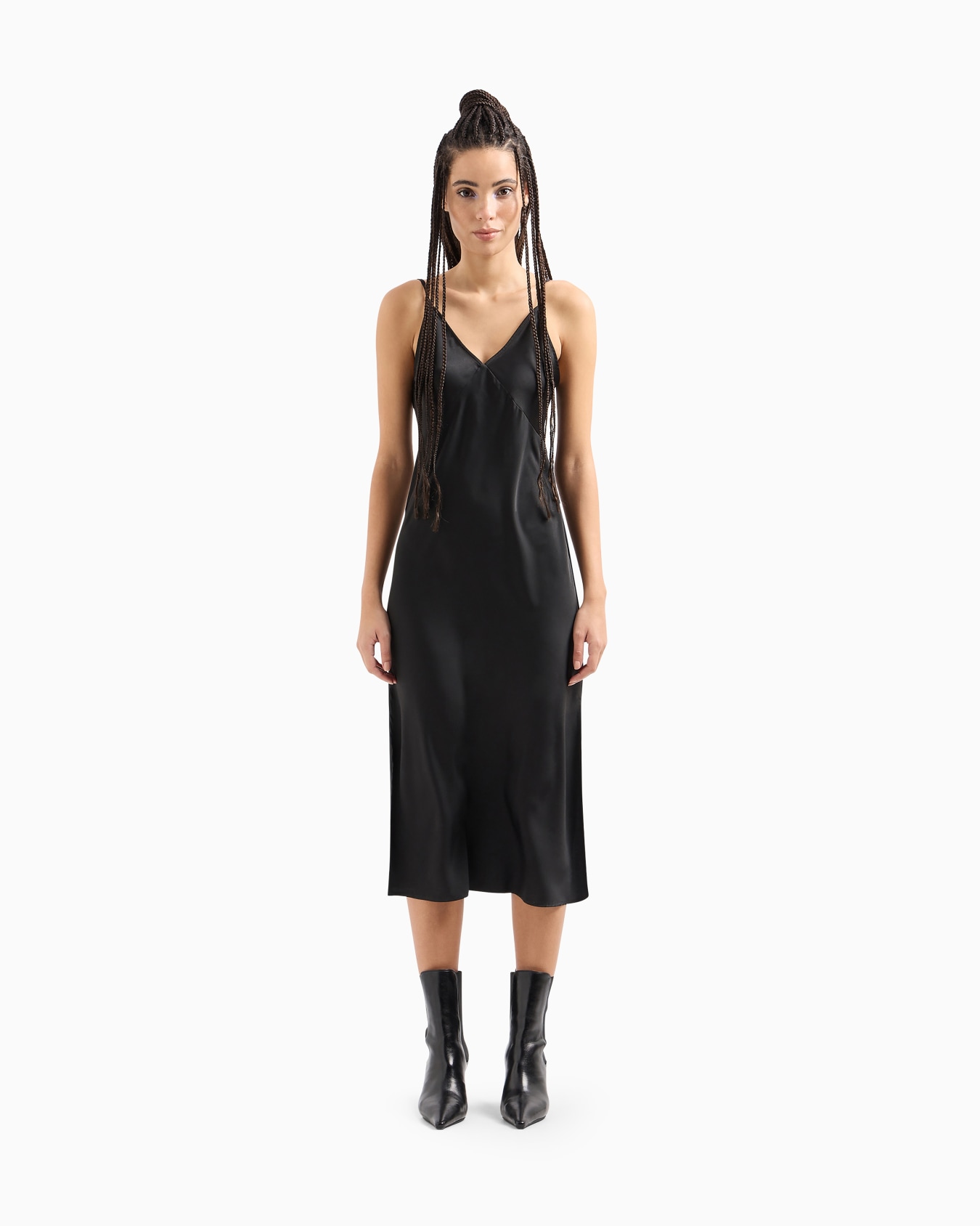 Shiny satin midi dress Slide 3