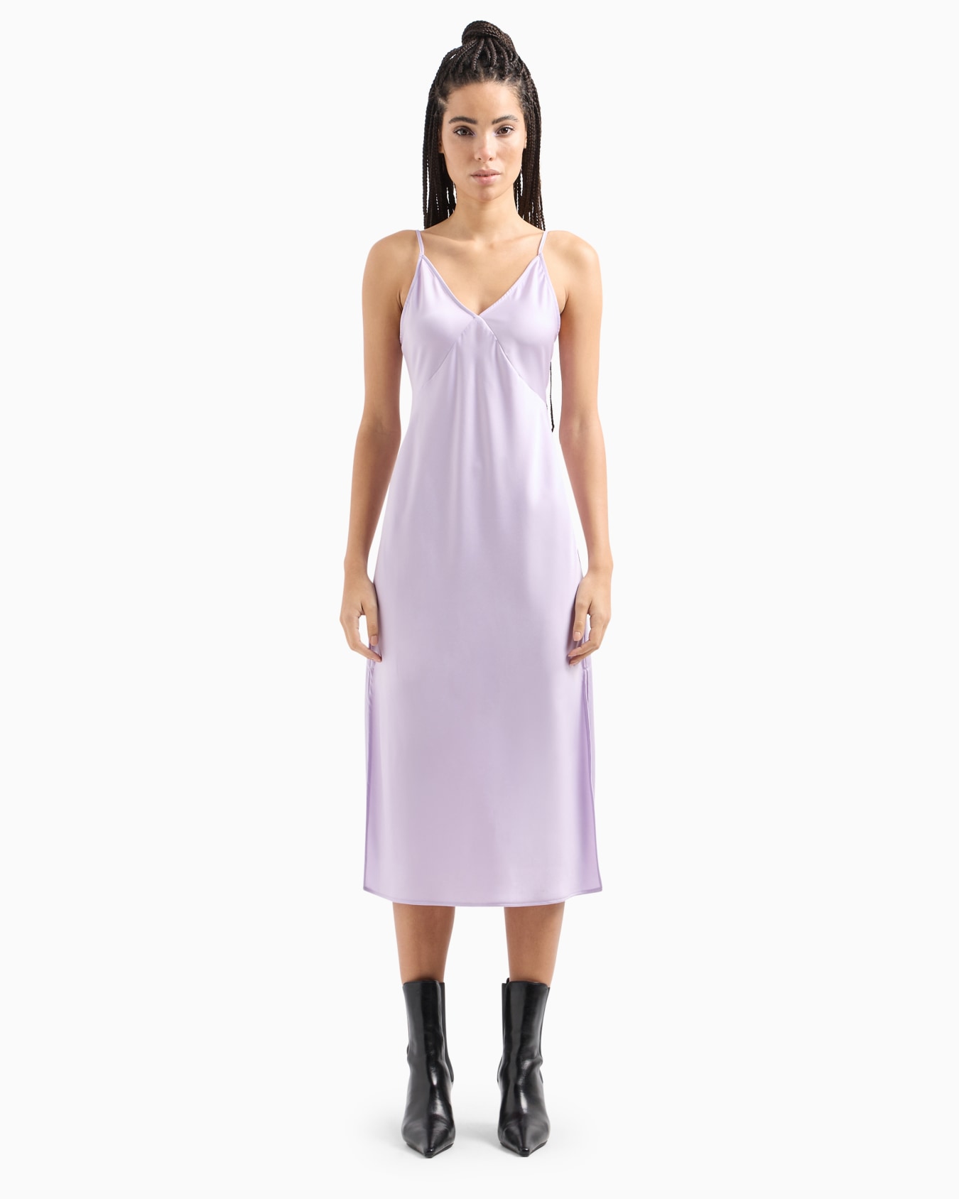 Shiny satin midi dress Slide 1