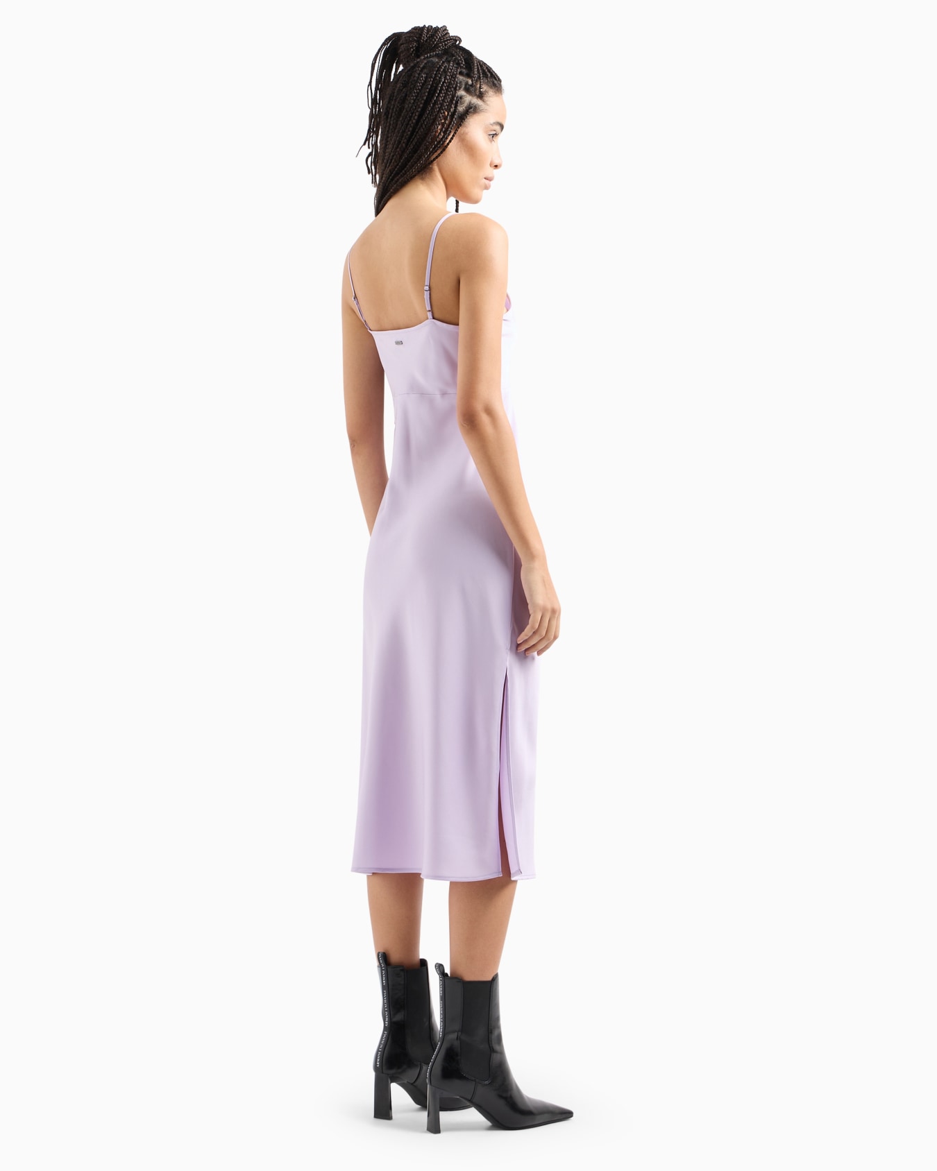 Shiny satin midi dress Slide 2