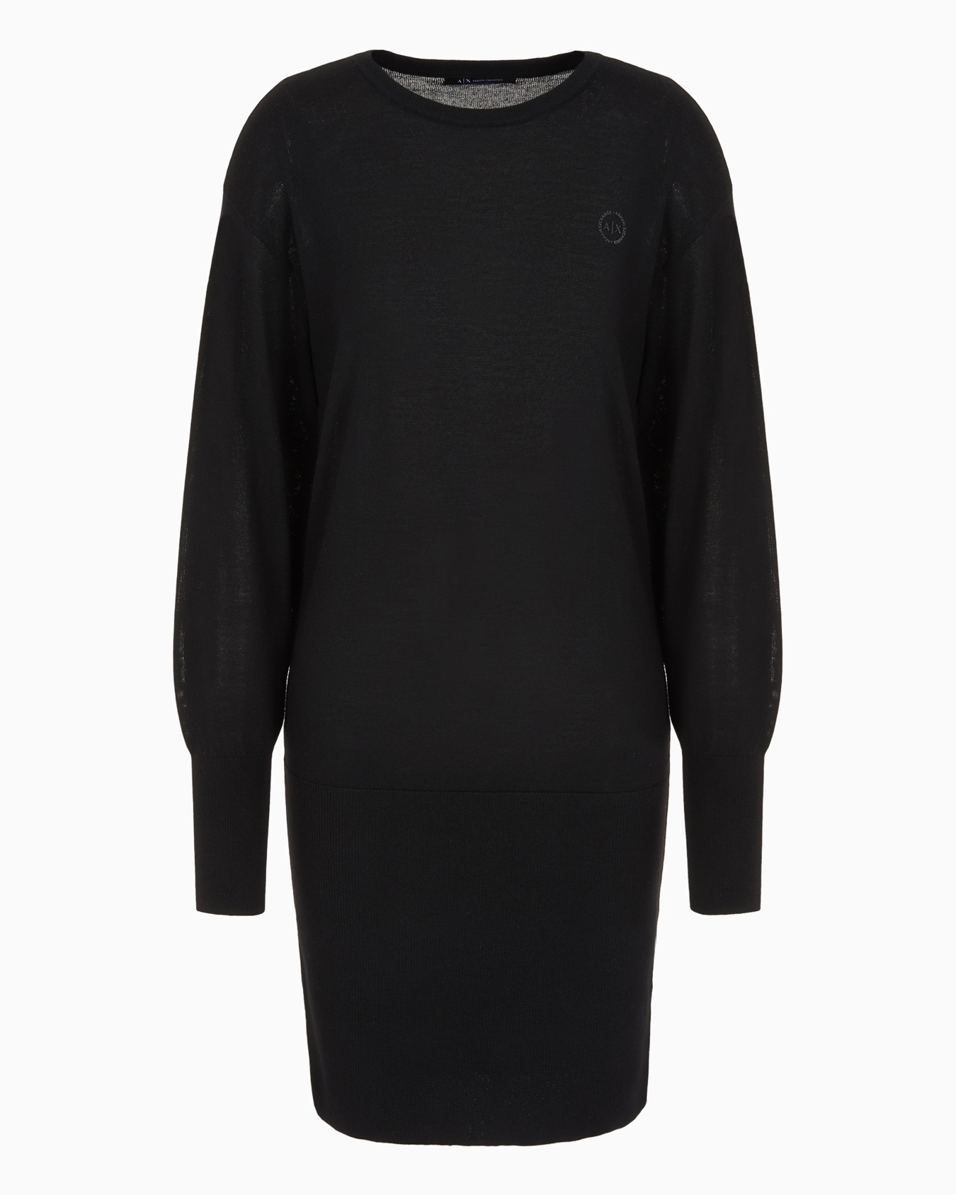  Short knitted dress with round embroidered logo Slide 0
