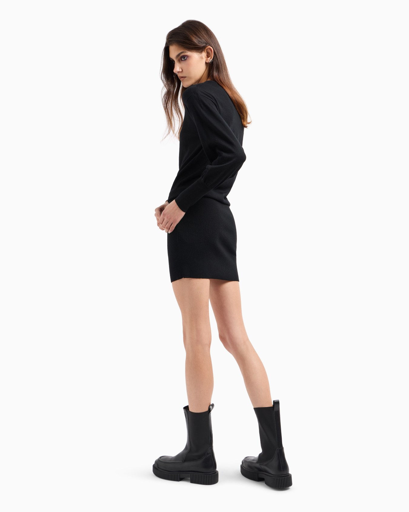  Short knitted dress with round embroidered logo Slide 2