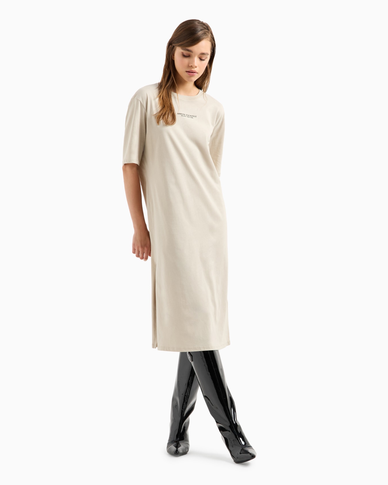 Jersey T-dress with Milano/New York logo Slide 1