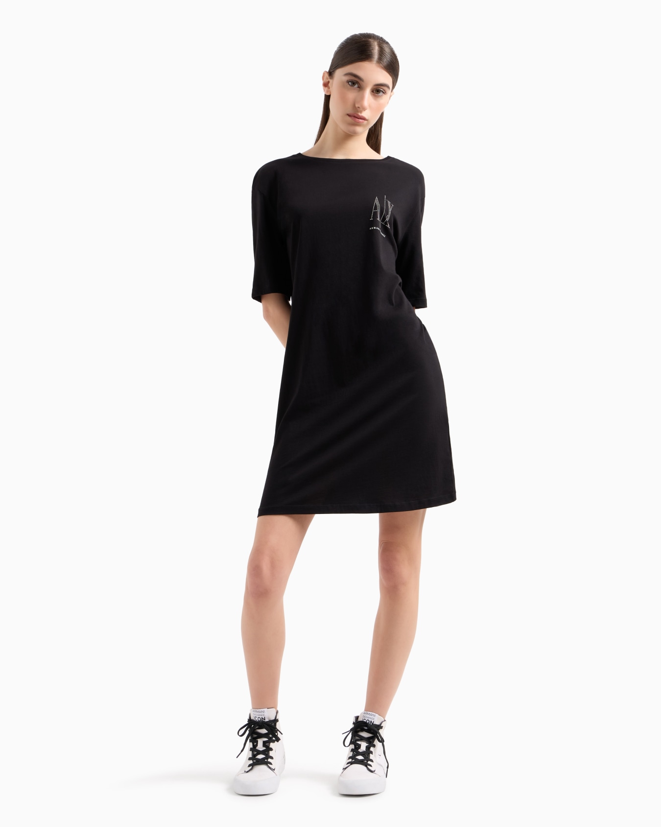 Jersey T-dress with studded logo Slide 1