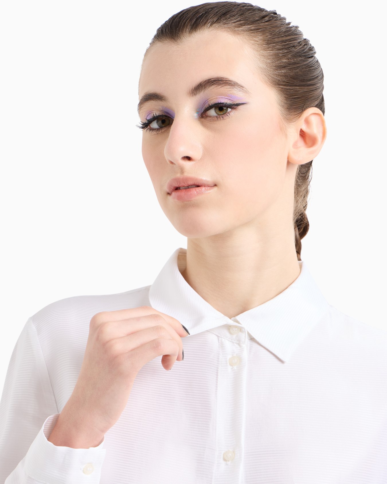 Slim fit shirt in micro-print voile Slide 4