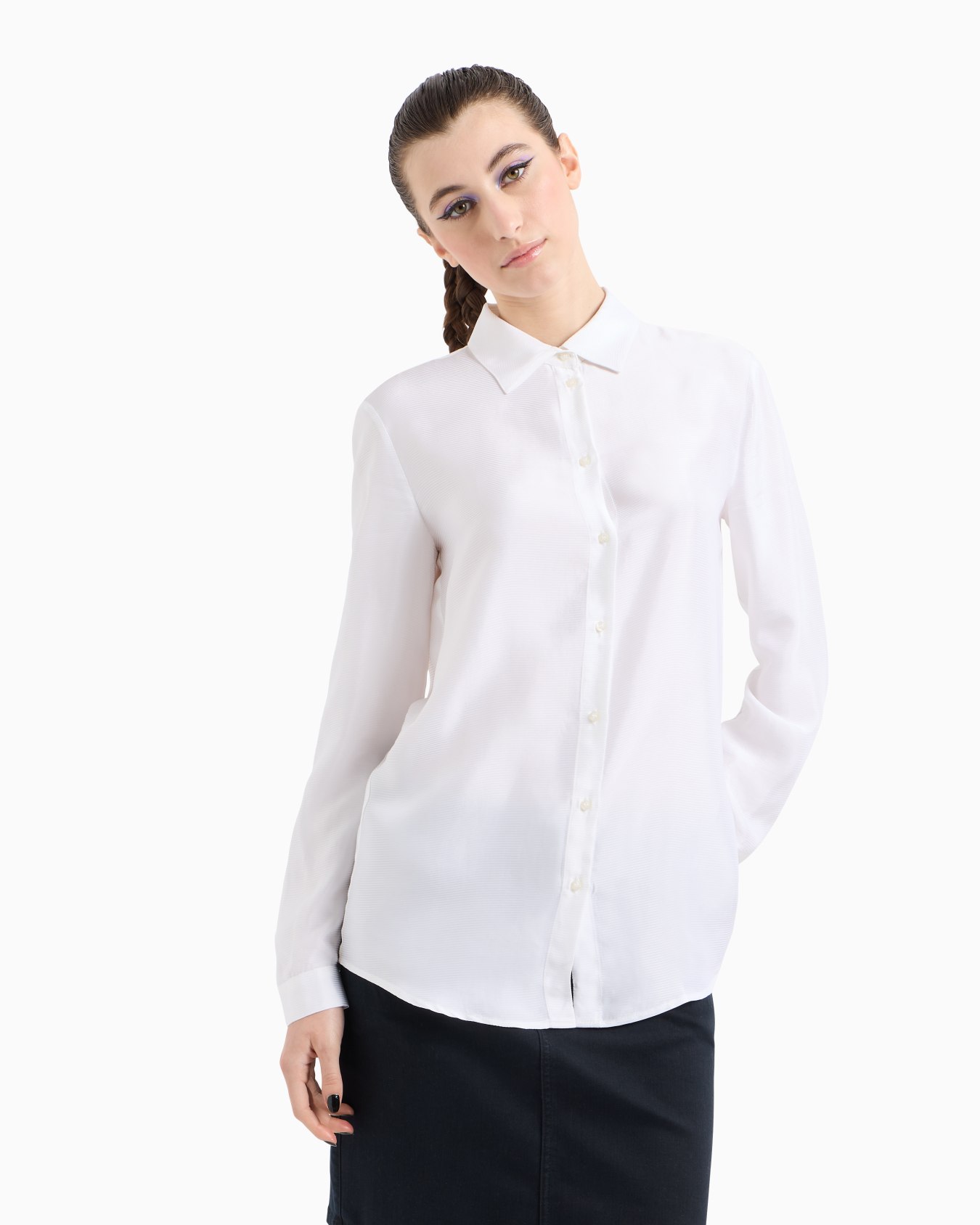 Slim fit shirt in micro-print voile Slide 1