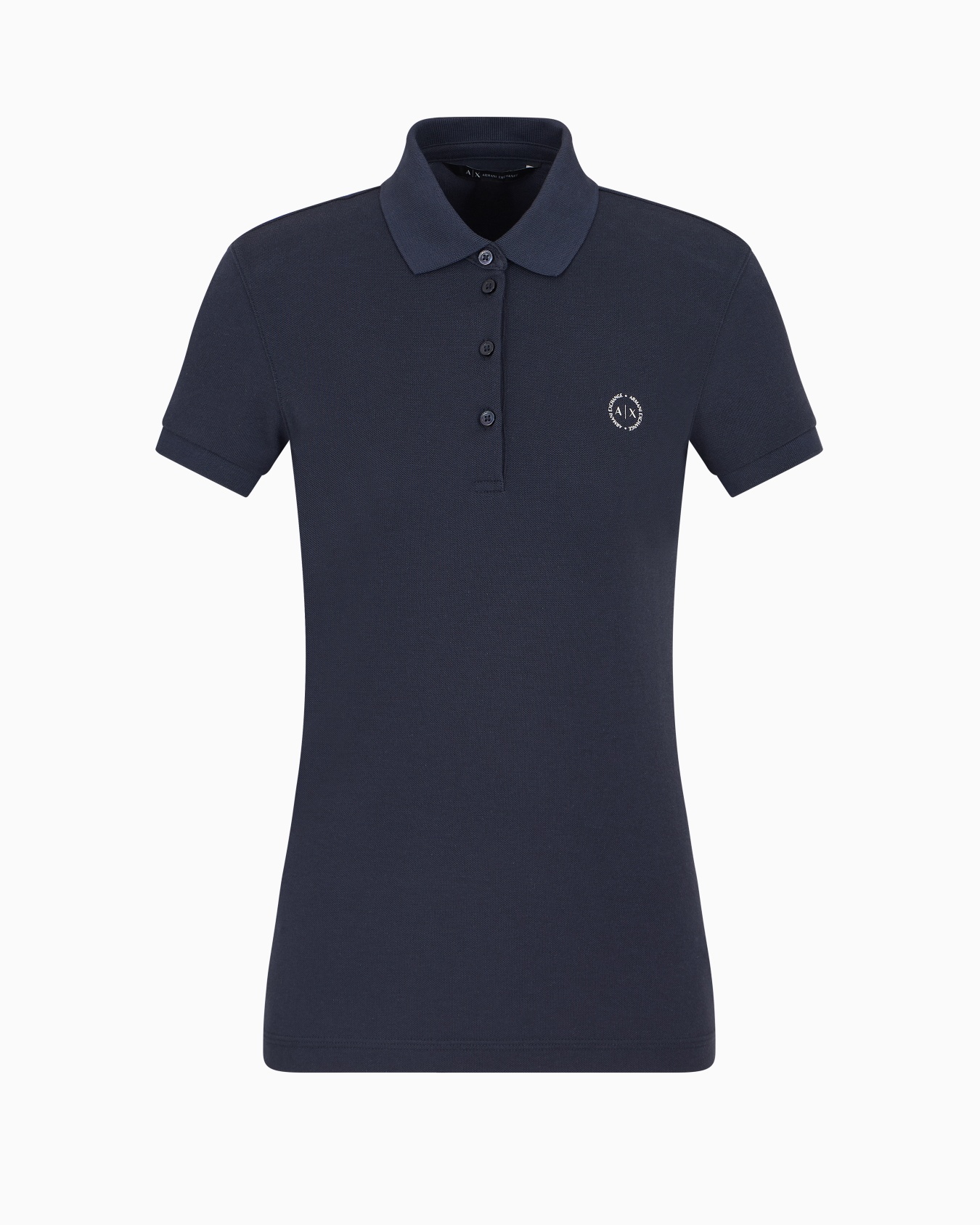 Slim fit piquet polo with round logo Slide 0