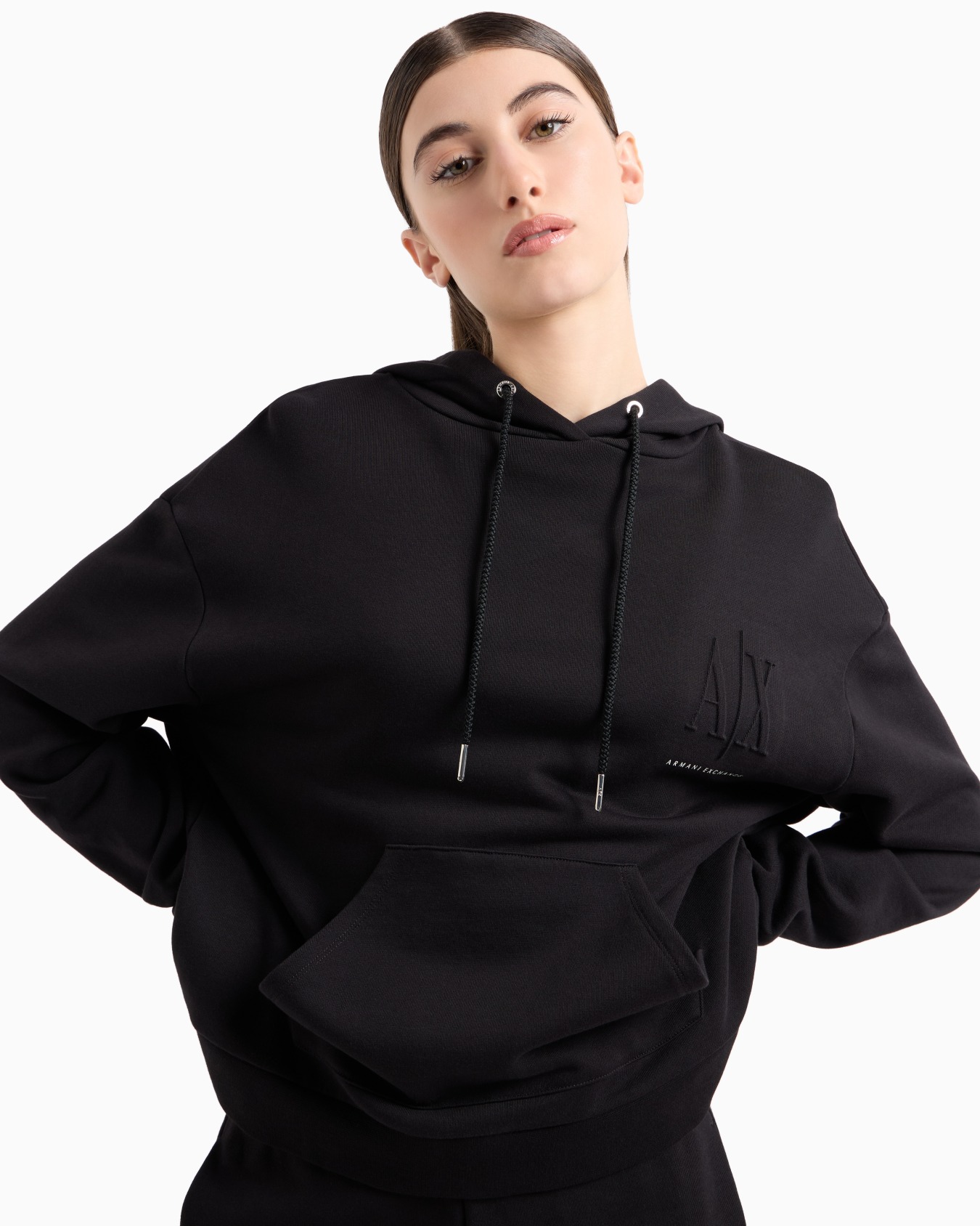 Sweatshirt in French terry fabric with diagonal logo Slide 4