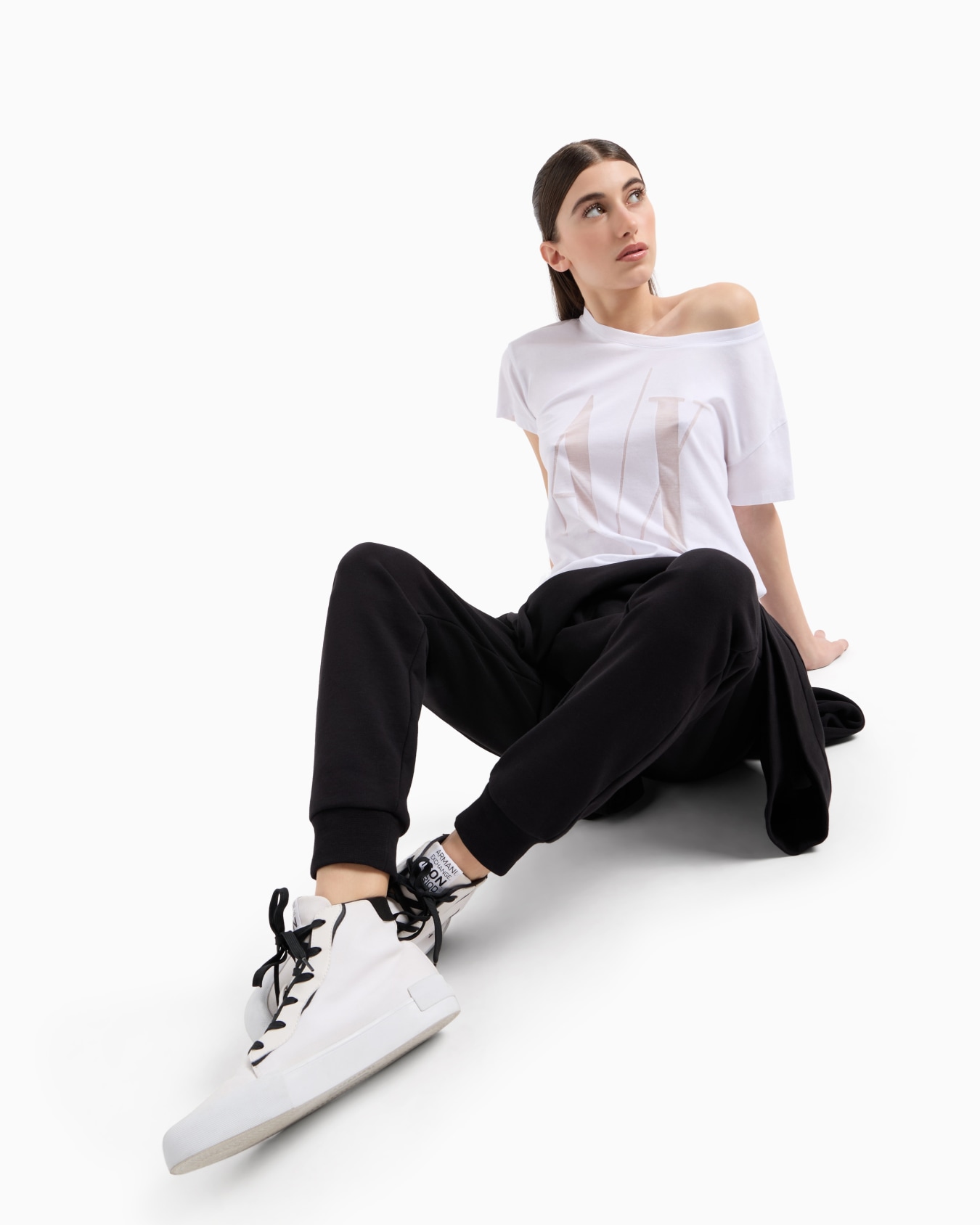 Sweatshirt in French terry fabric with diagonal logo Slide 3