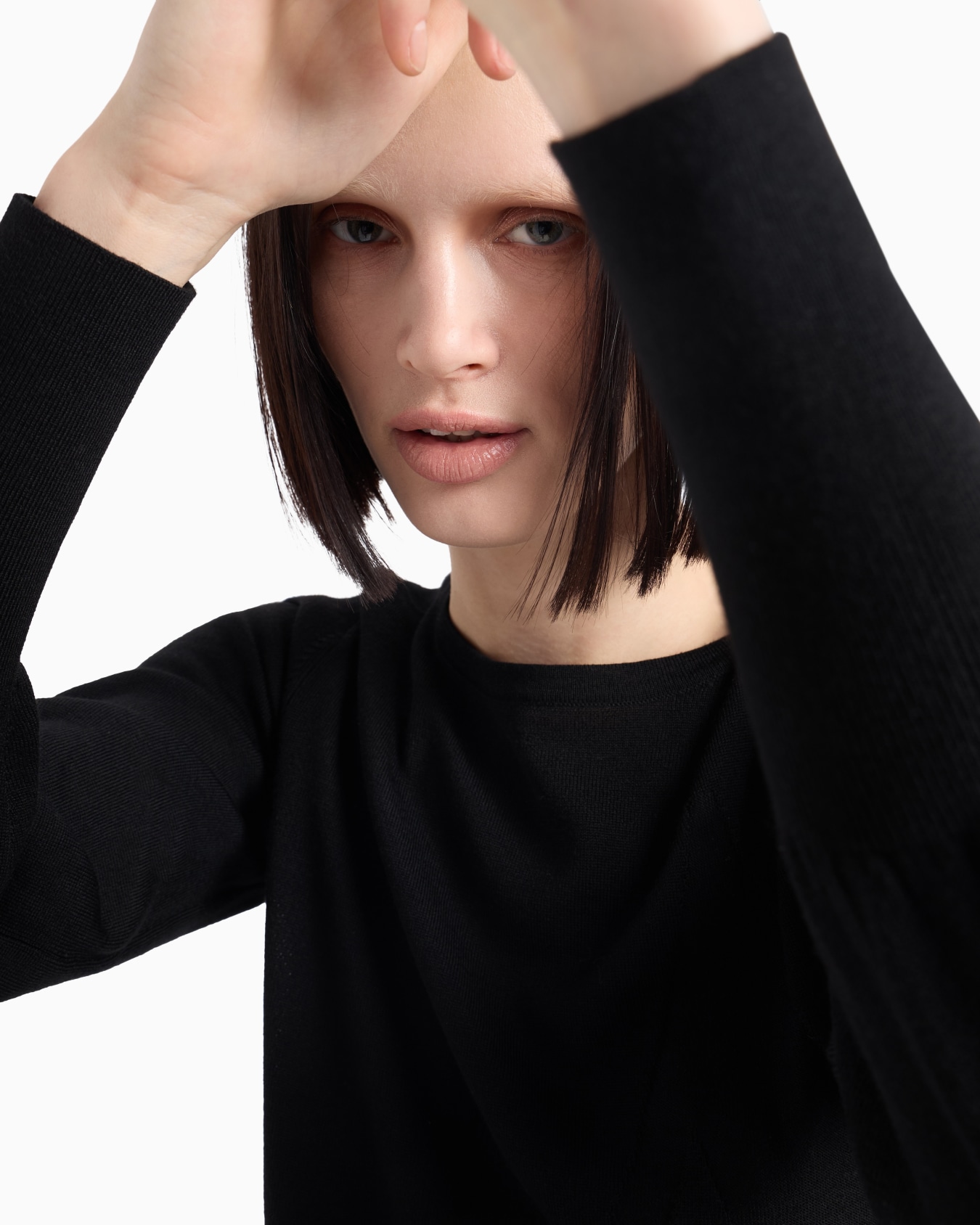 Sweater with wide sleeves and jacquard A-Line logo Slide 4