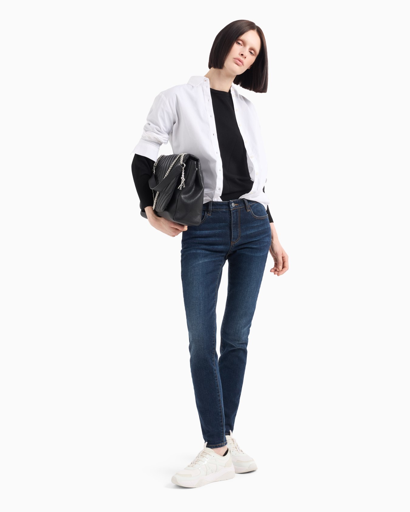 Sweater with wide sleeves and jacquard A-Line logo Slide 3