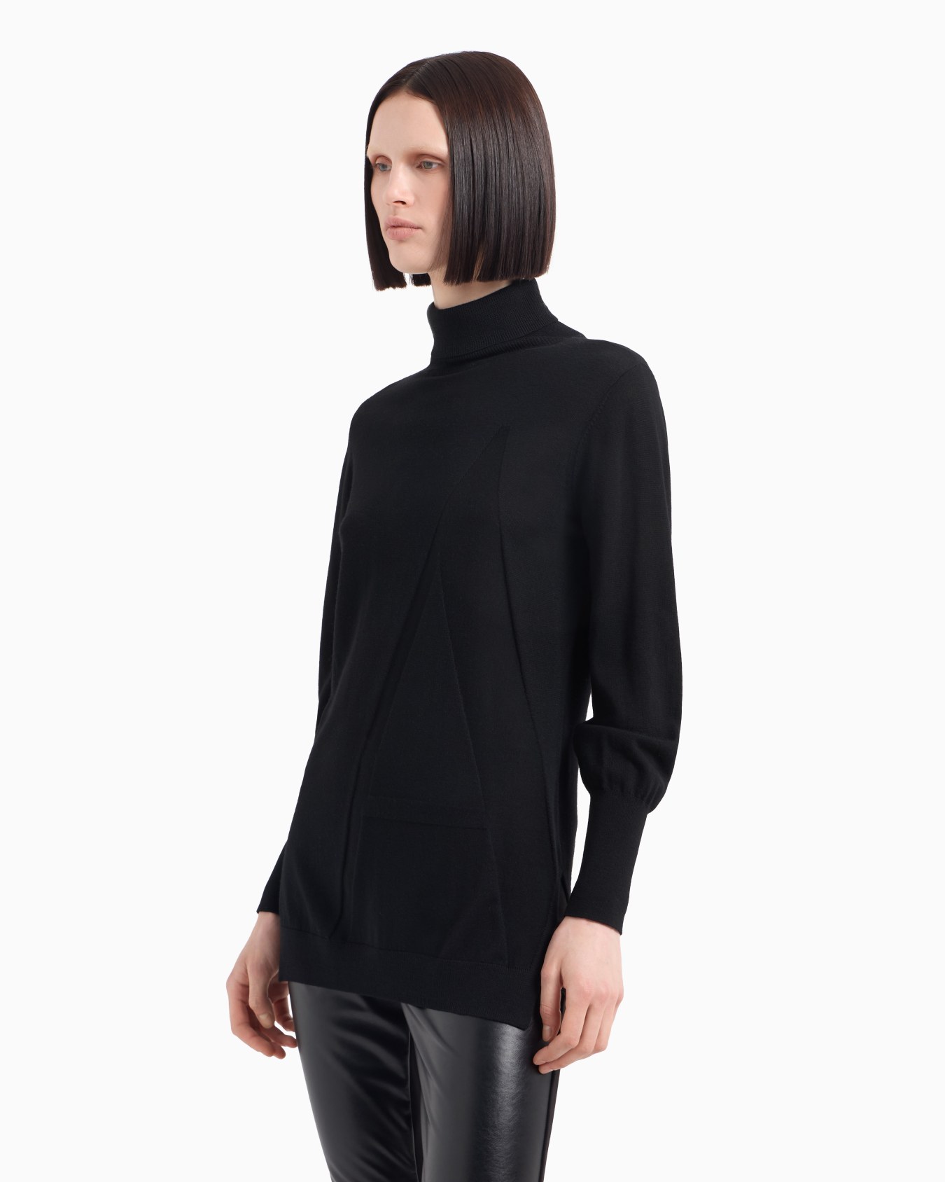 A-Line Jacquard Logo Turtleneck Sweater Slide 1