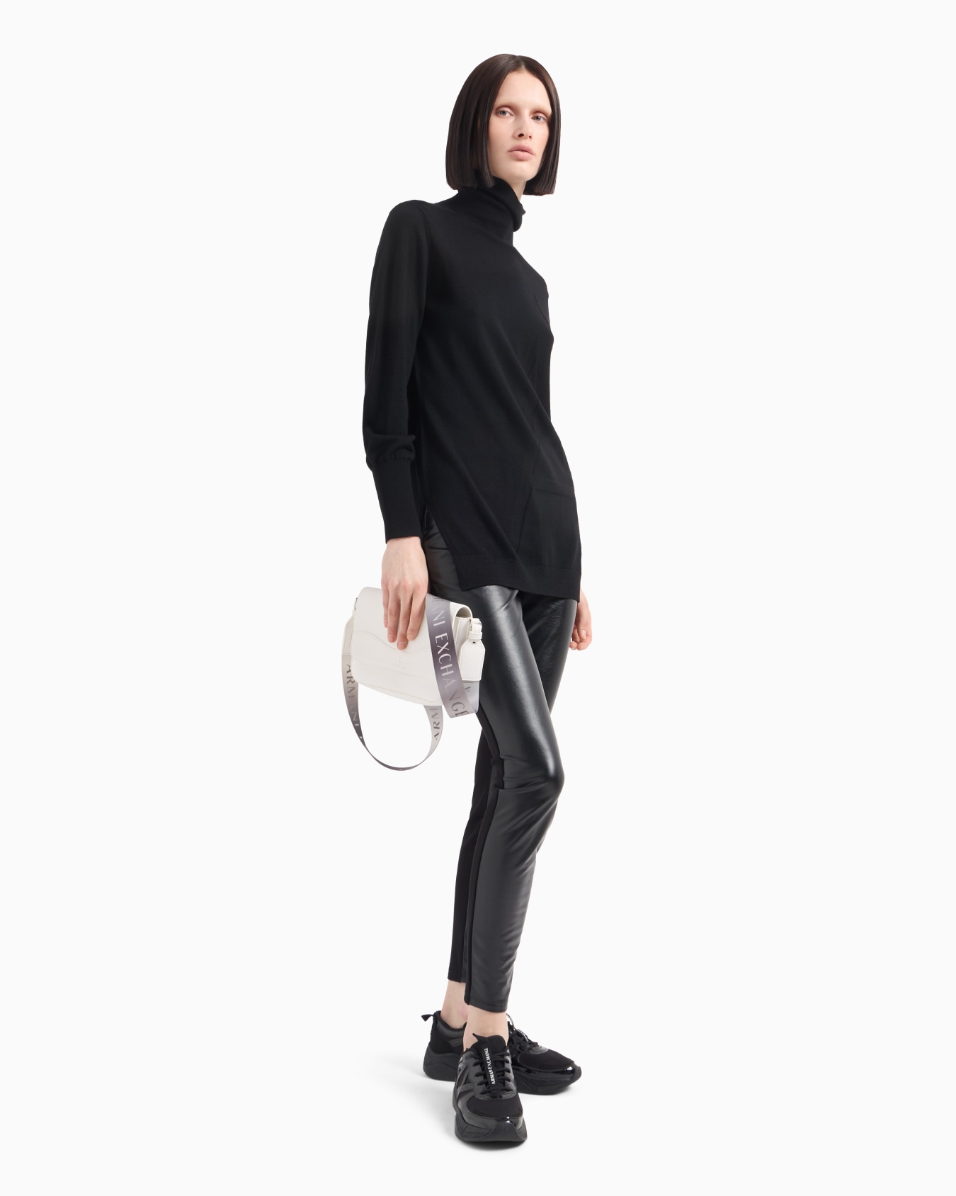 A-Line Jacquard Logo Turtleneck Sweater Slide 3