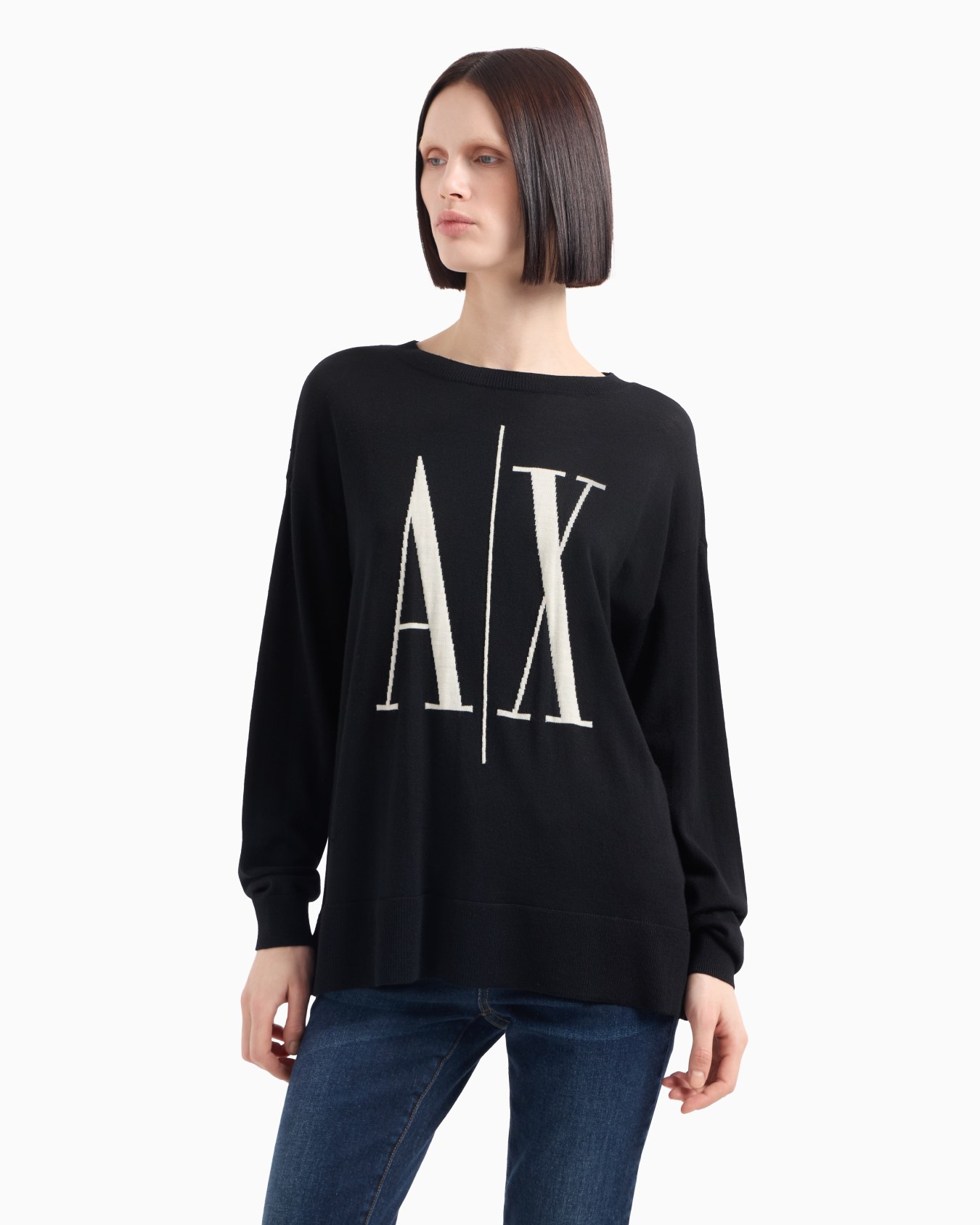 Maglione girocollo con maxi logo Slide 1