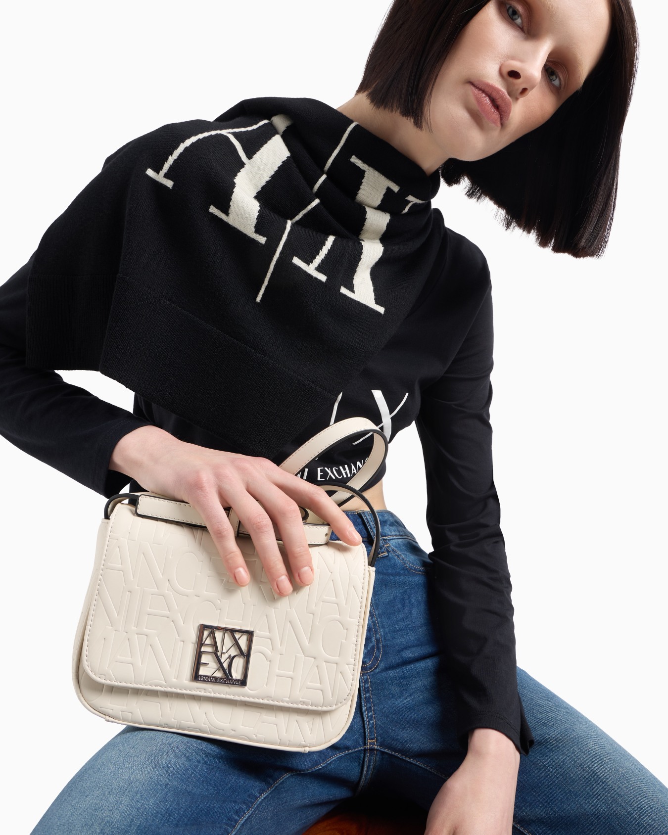 High neck sweater with maxi logo Slide 5