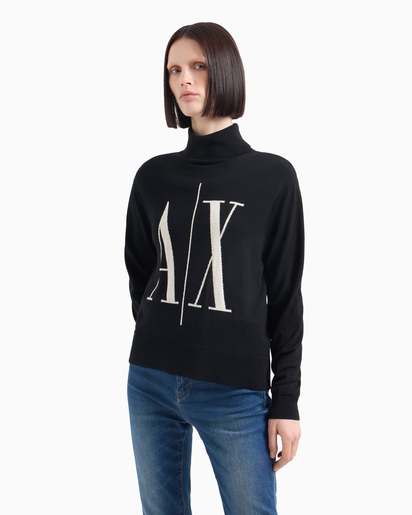 High neck sweater with maxi logo Slide 1