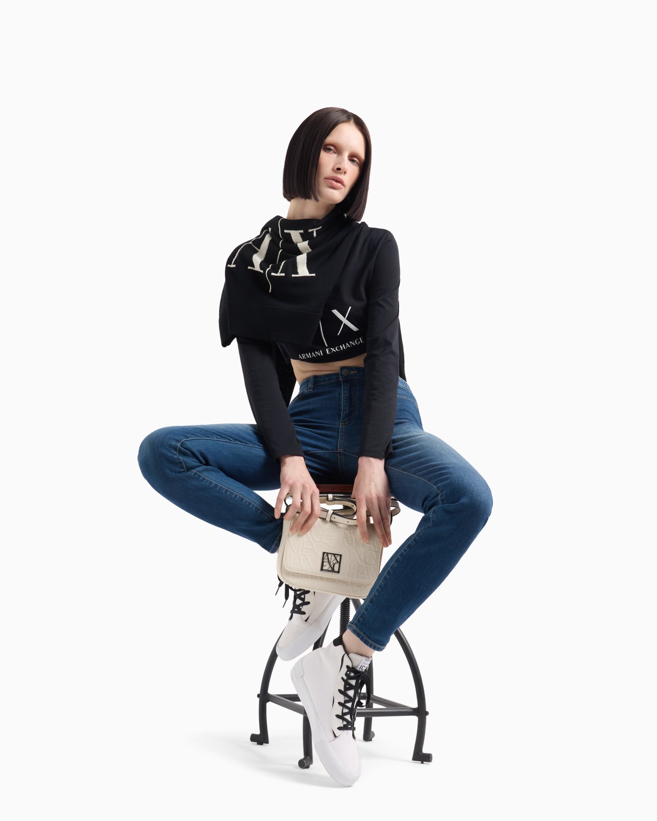 High neck sweater with maxi logo Slide 3