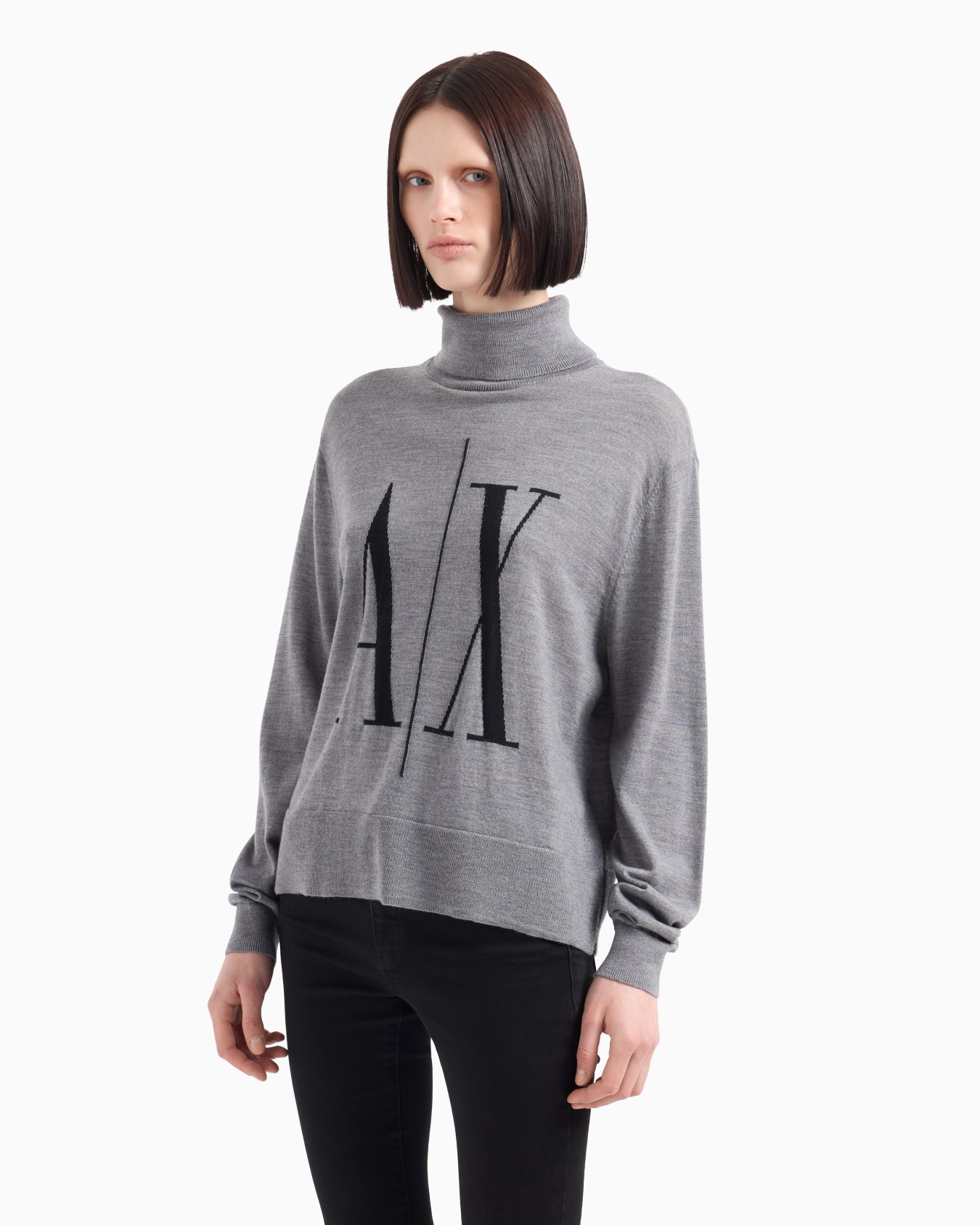 Maglione a collo alto con maxi logo Slide 1