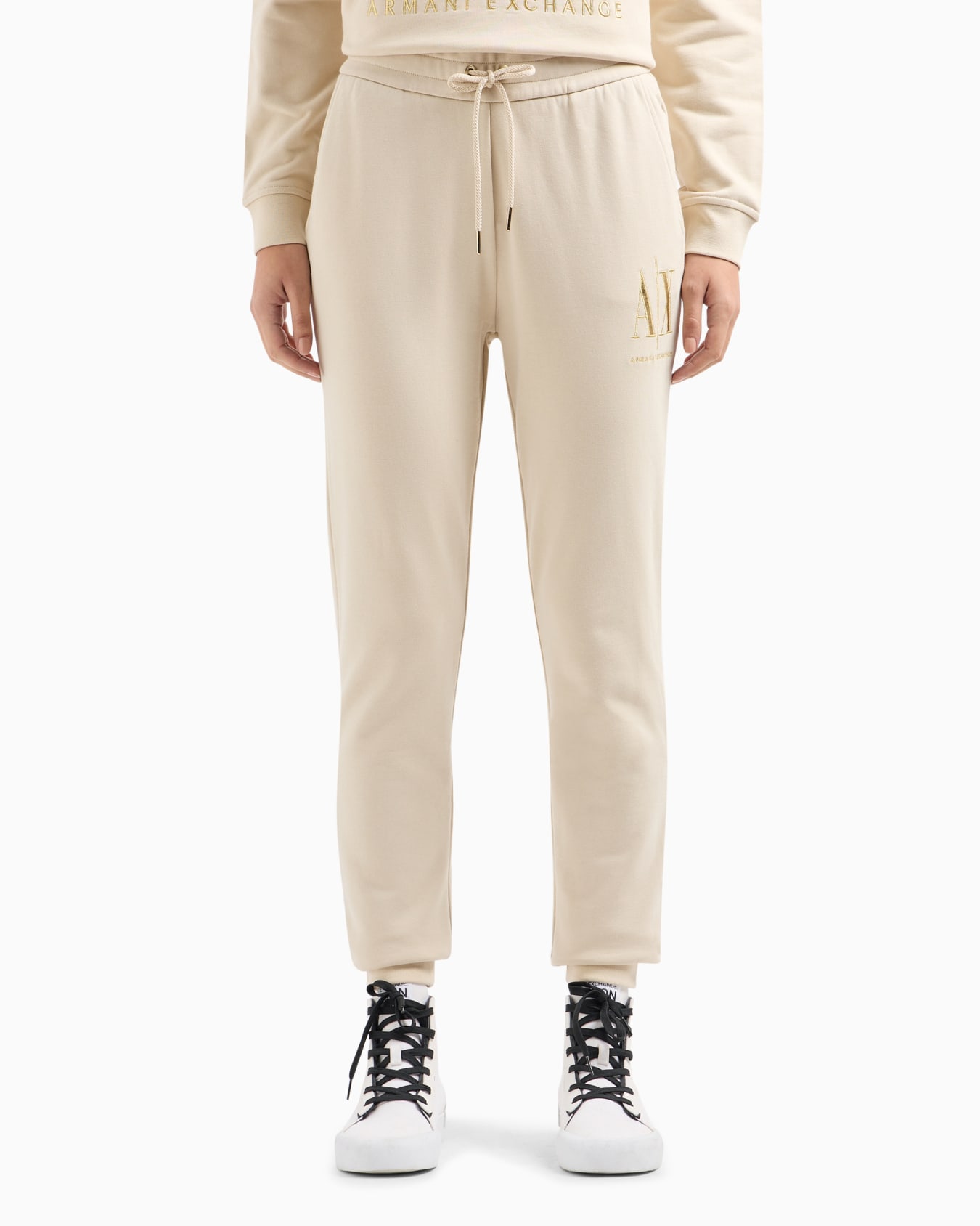 Soft yarn jogger pants with logo Diapositiva 1