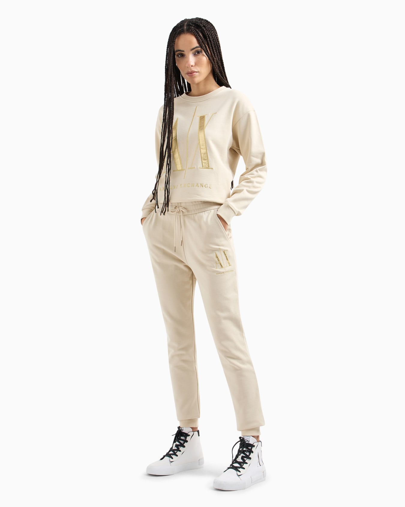 Soft yarn jogger pants with logo Diapositiva 3