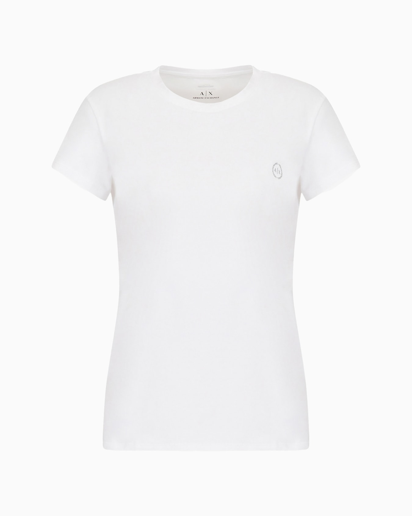 T-shirt coupe slim en coton avec logo rond Diapositive 0