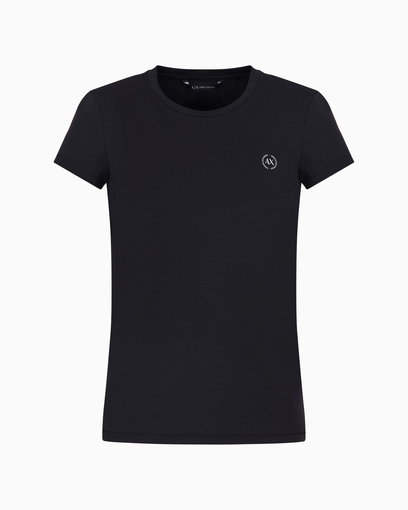 Slim fit cotton T-shirt with round logo Slide 0