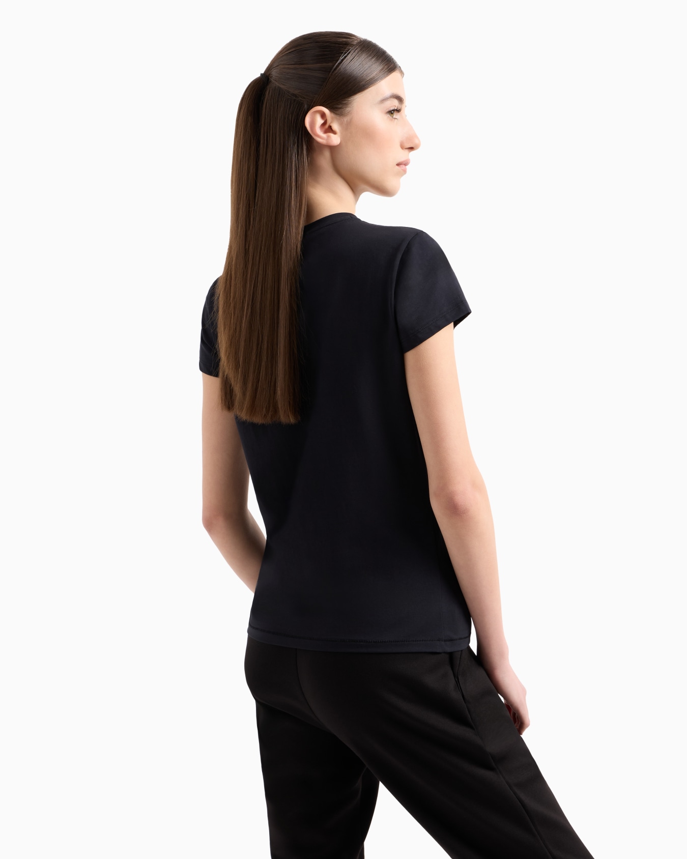 Slim fit cotton T-shirt with round logo Slide 2