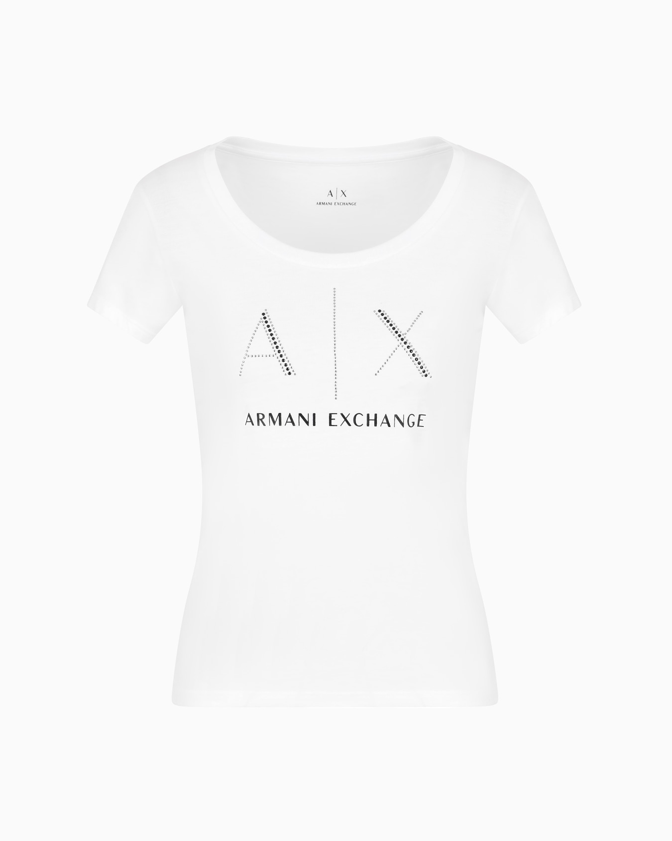 Schmal geschnittenes T-Shirt aus Pima-Baumwolle mit Strass-Logo Folie 0