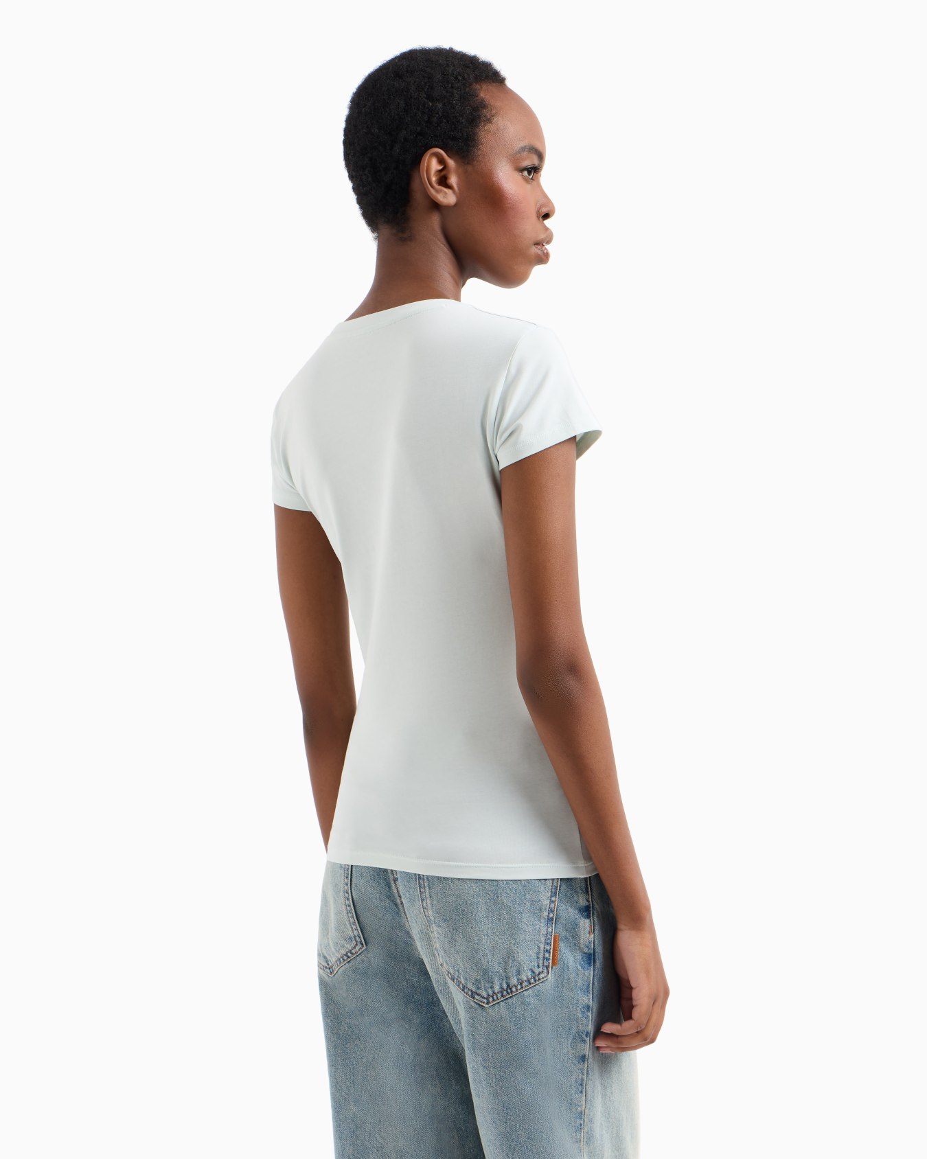 Slim fit T-shirt in stretch cotton jersey Diapositiva 2