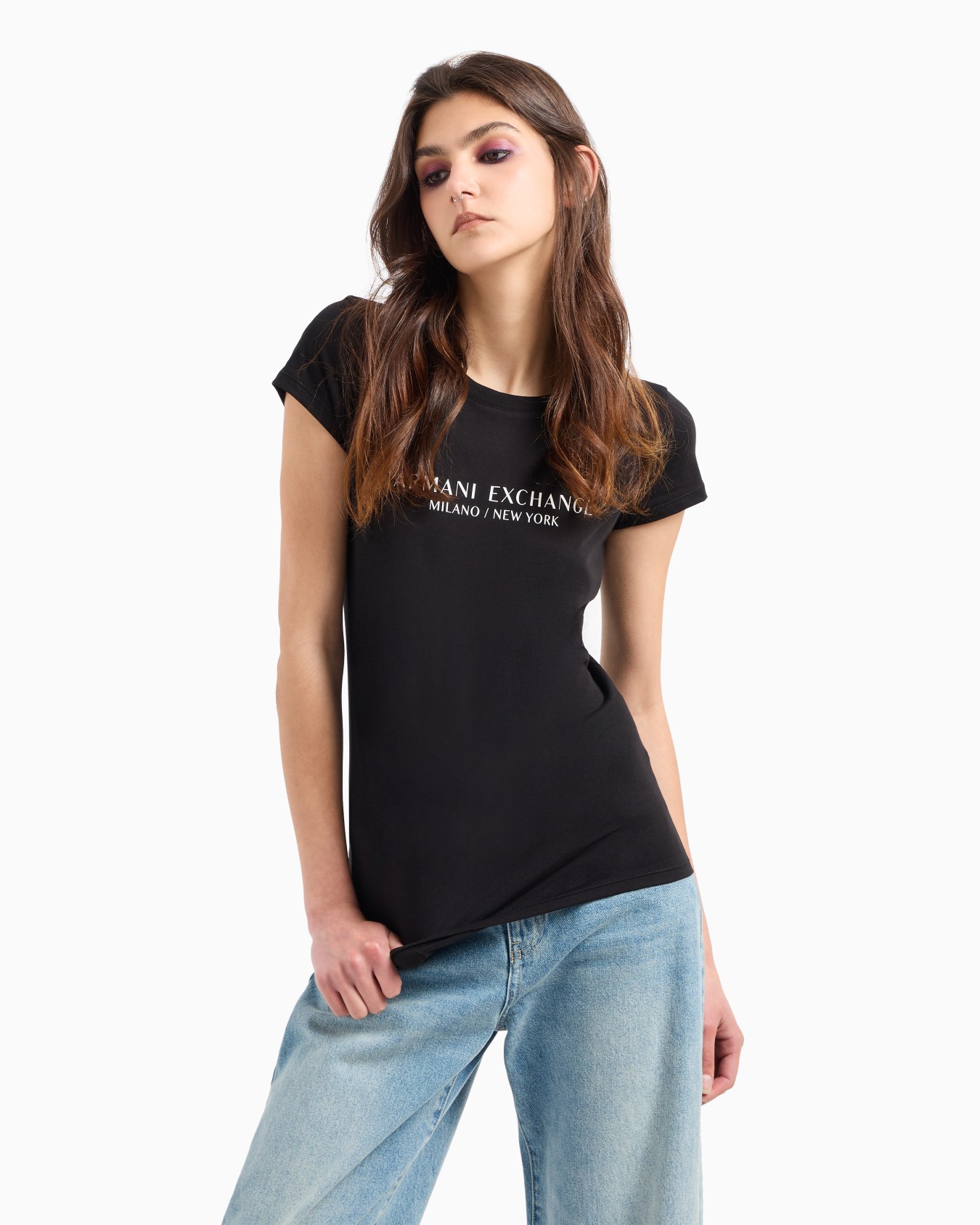 Slim fit T-shirt with Milan New York print Slide 3