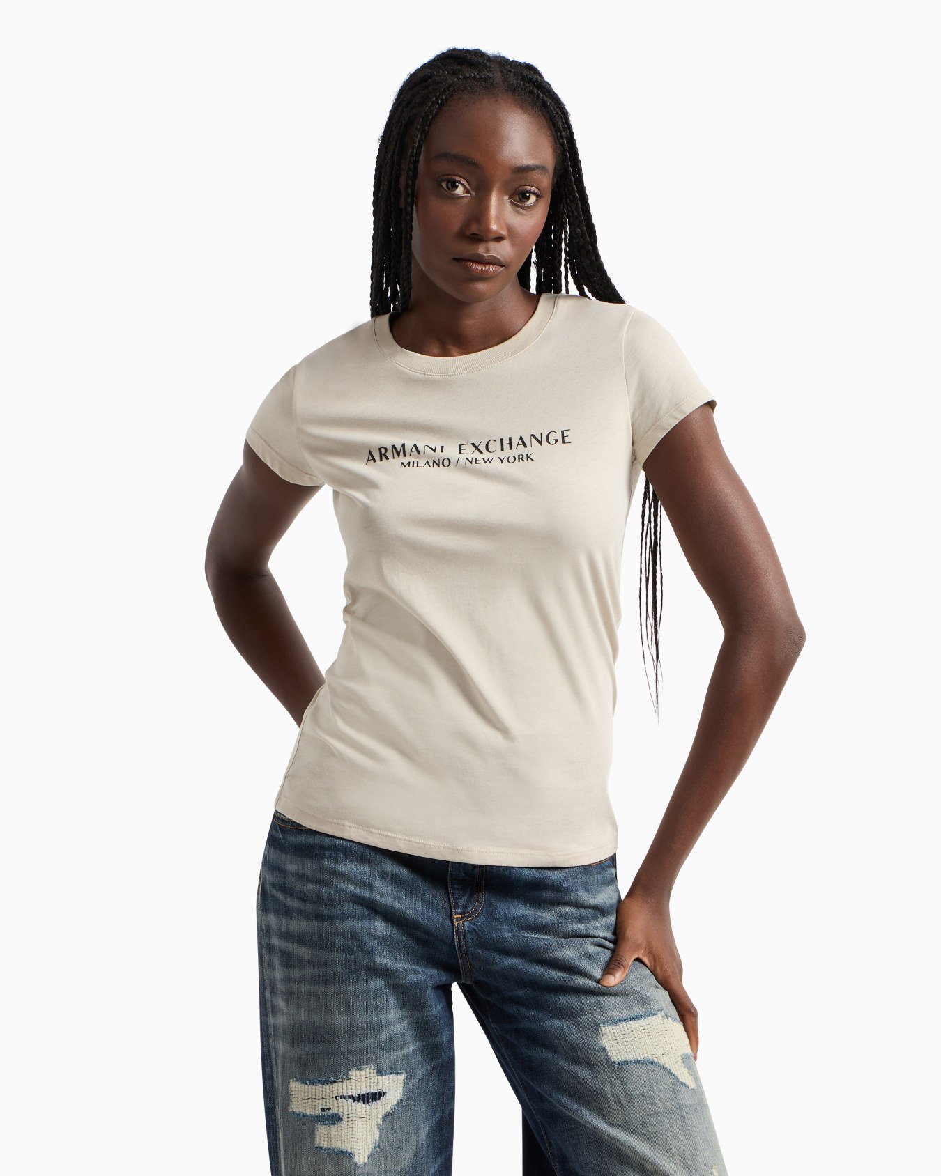 Camiseta slim fit con estampado Milan New York Diapositiva 1