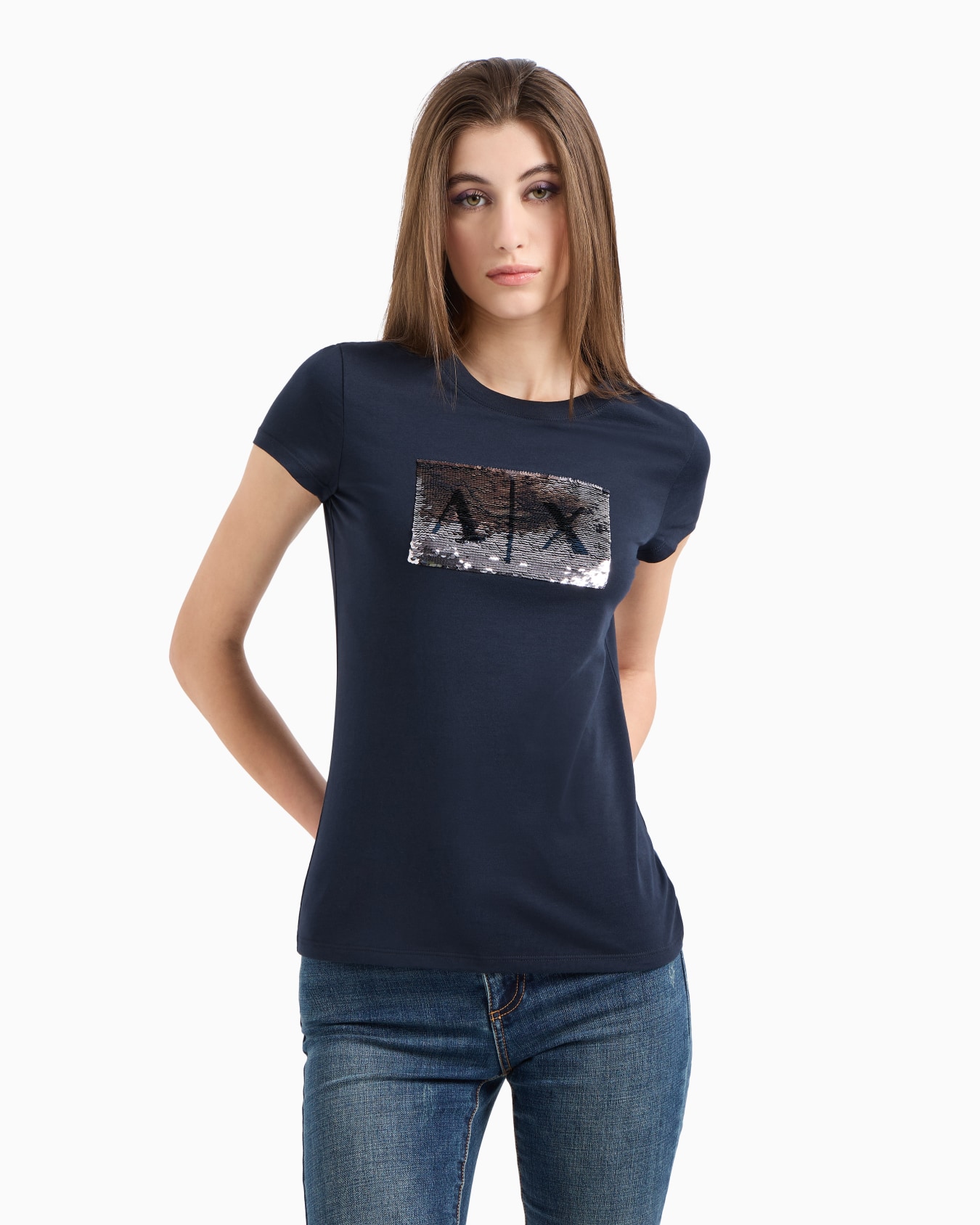 Slim fit T-shirt in stretch cotton jersey Slide 3