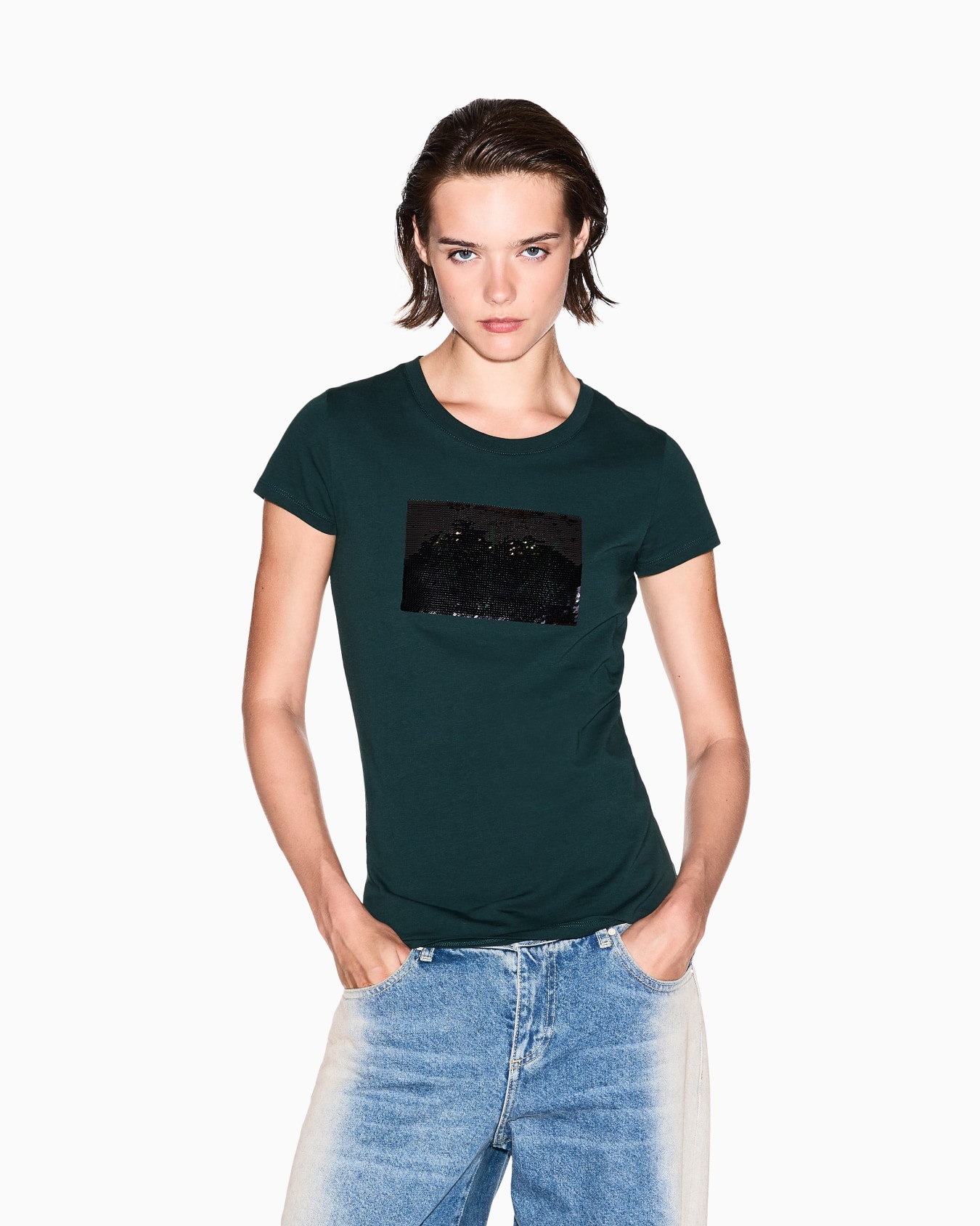T-shirt coupe slim avec logo en strass Diapositive 3
