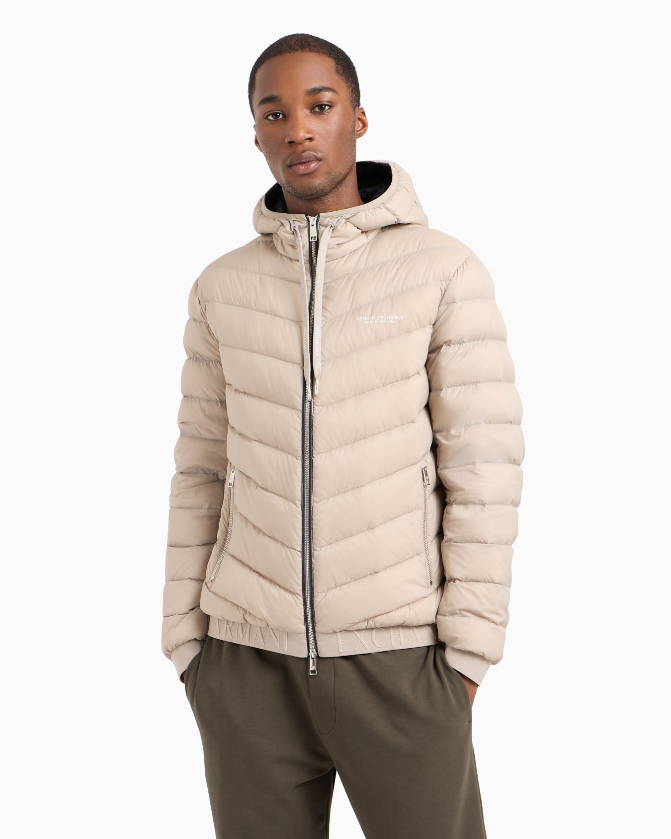 Full zip down jacket with hood Slide 1
