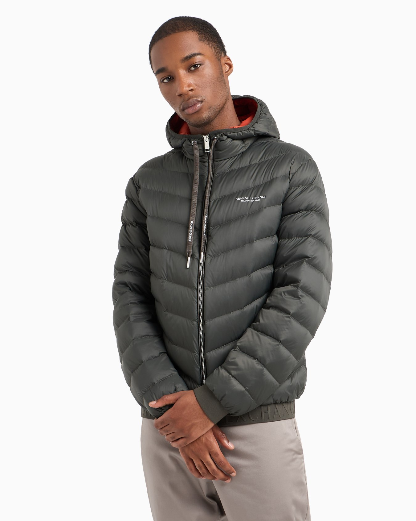 Full zip down jacket with hood Slide 1