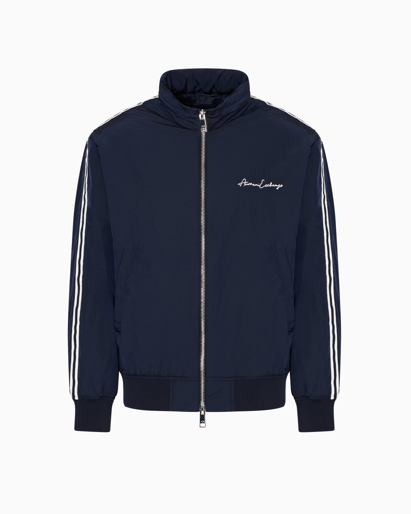 Full zip blouson in crinkle fabric with logo on the chest Slide 0