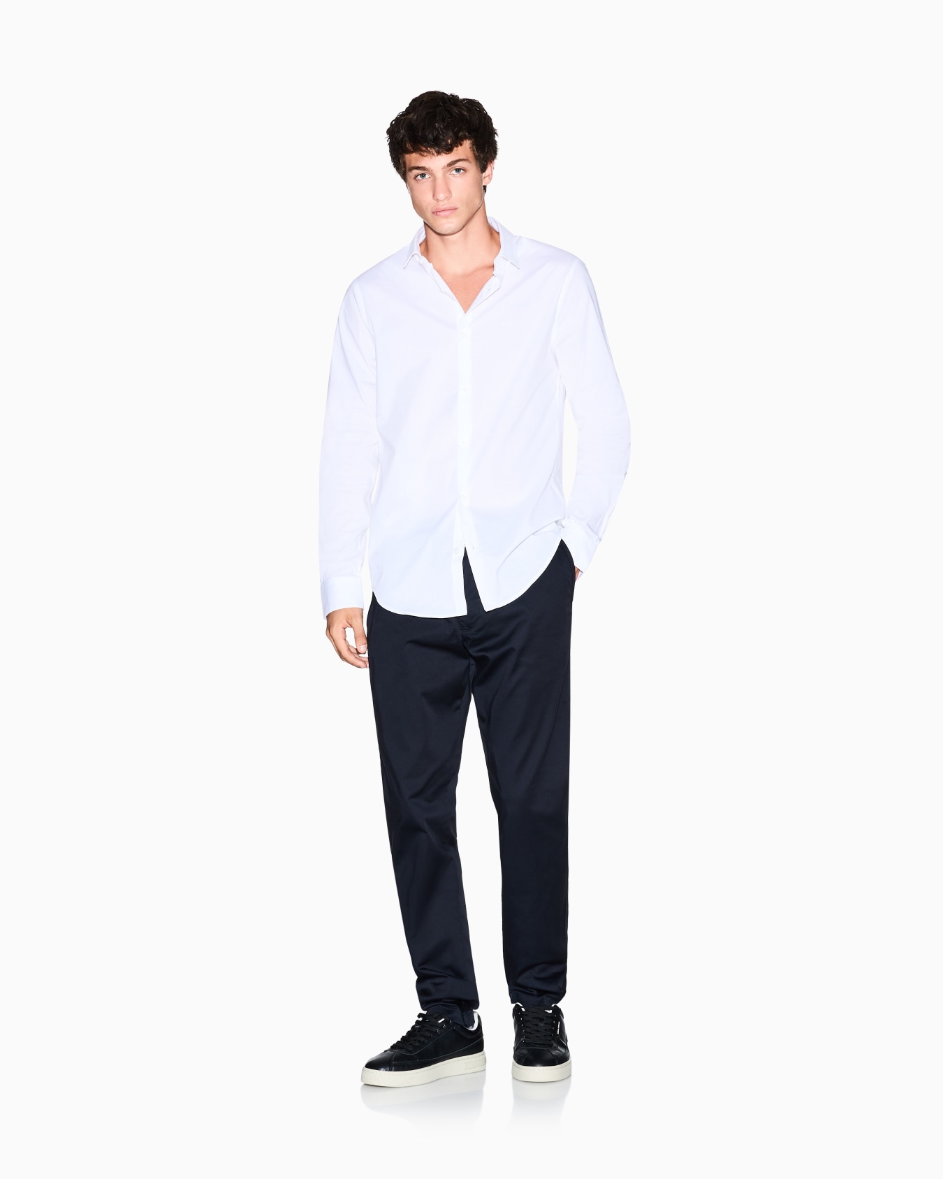 Slim fit shirt in stretch cotton poplin Slide 1