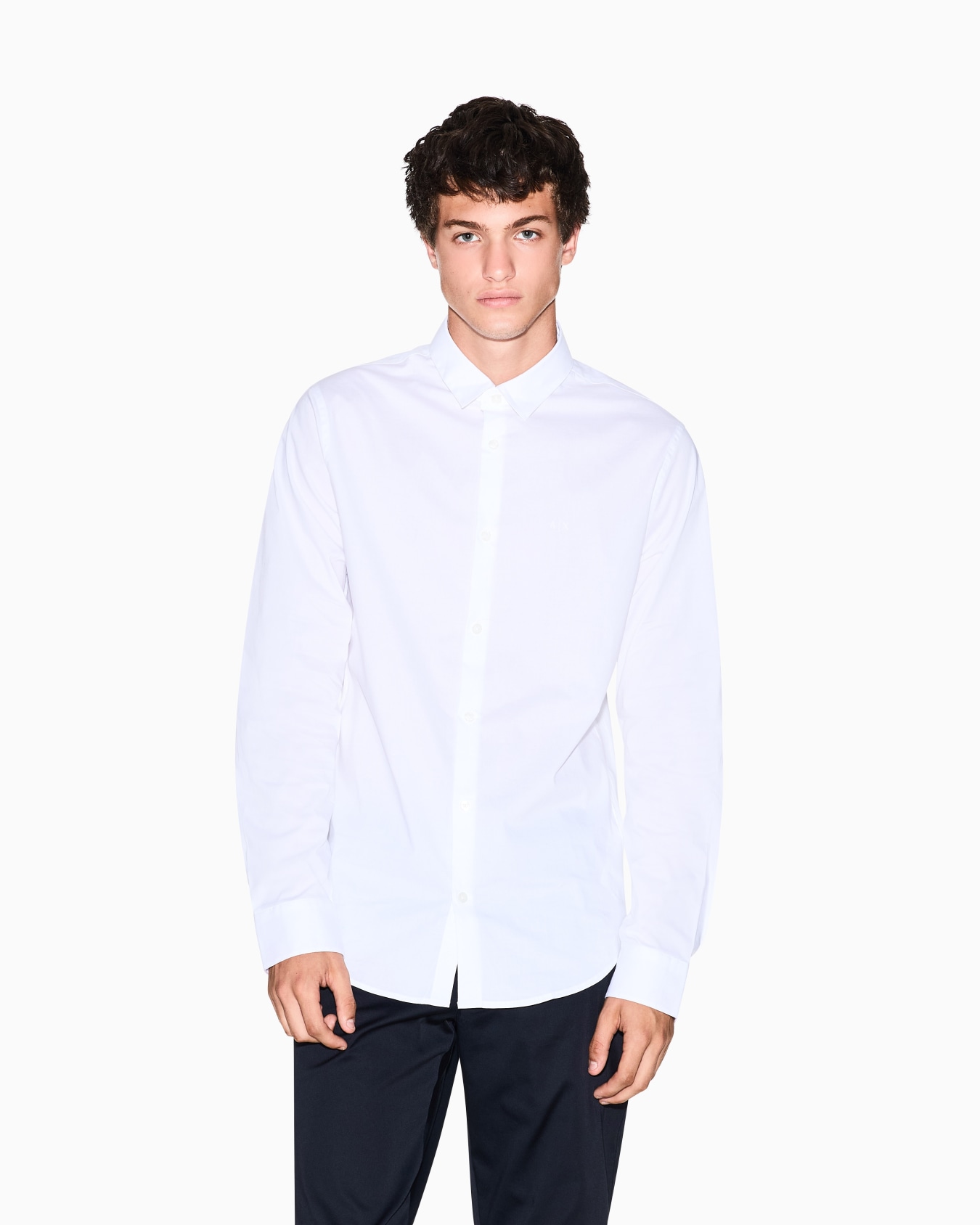 Slim fit shirt in stretch cotton poplin Slide 3