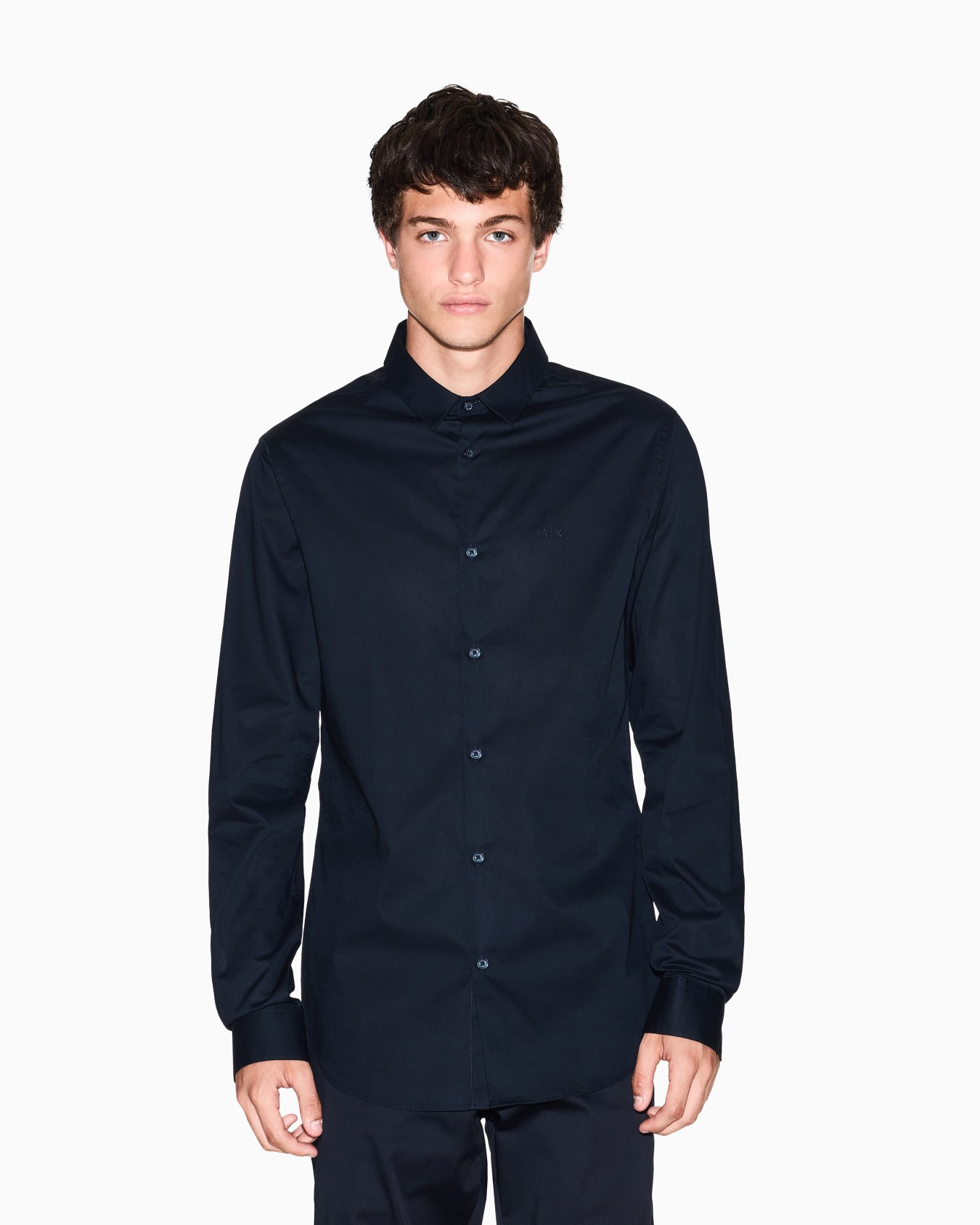 Slim fit shirt in stretch cotton poplin Slide 3