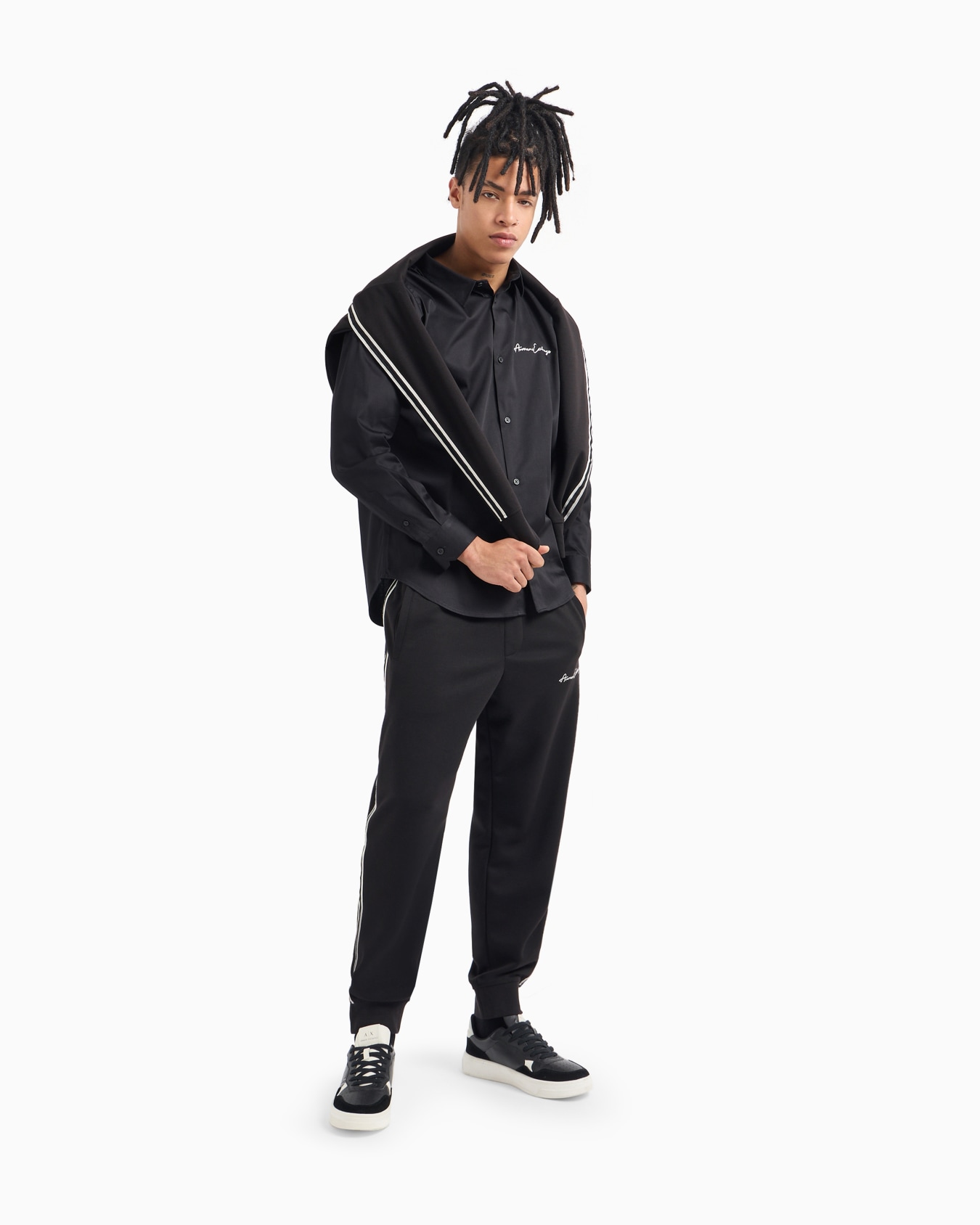 Regular fit shirt in stretch satin cotton Slide 1