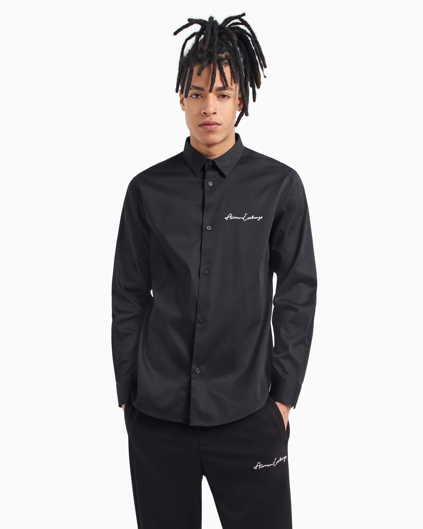 Regular fit shirt in stretch satin cotton Slide 3