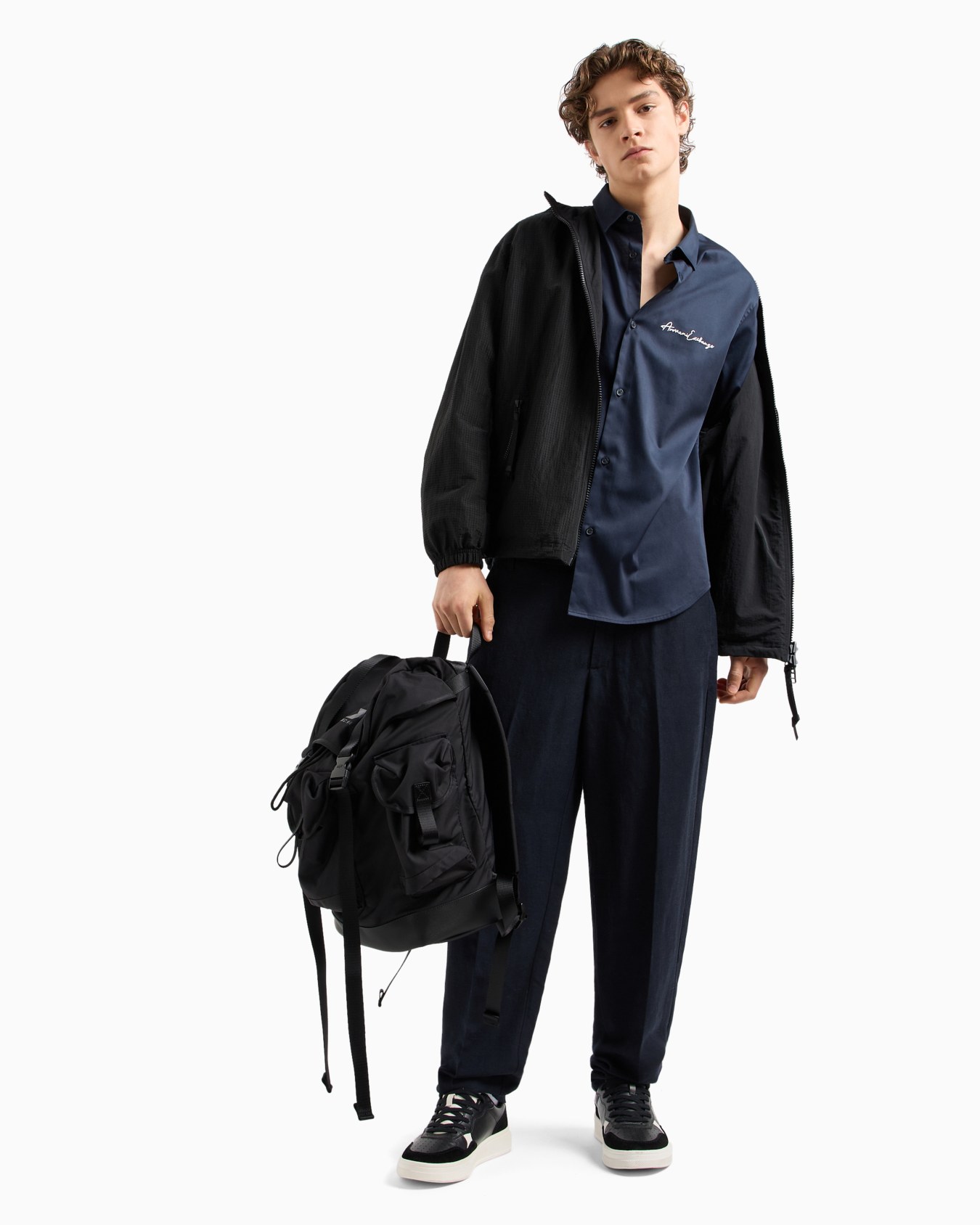 Regular fit shirt in stretch satin cotton Slide 3