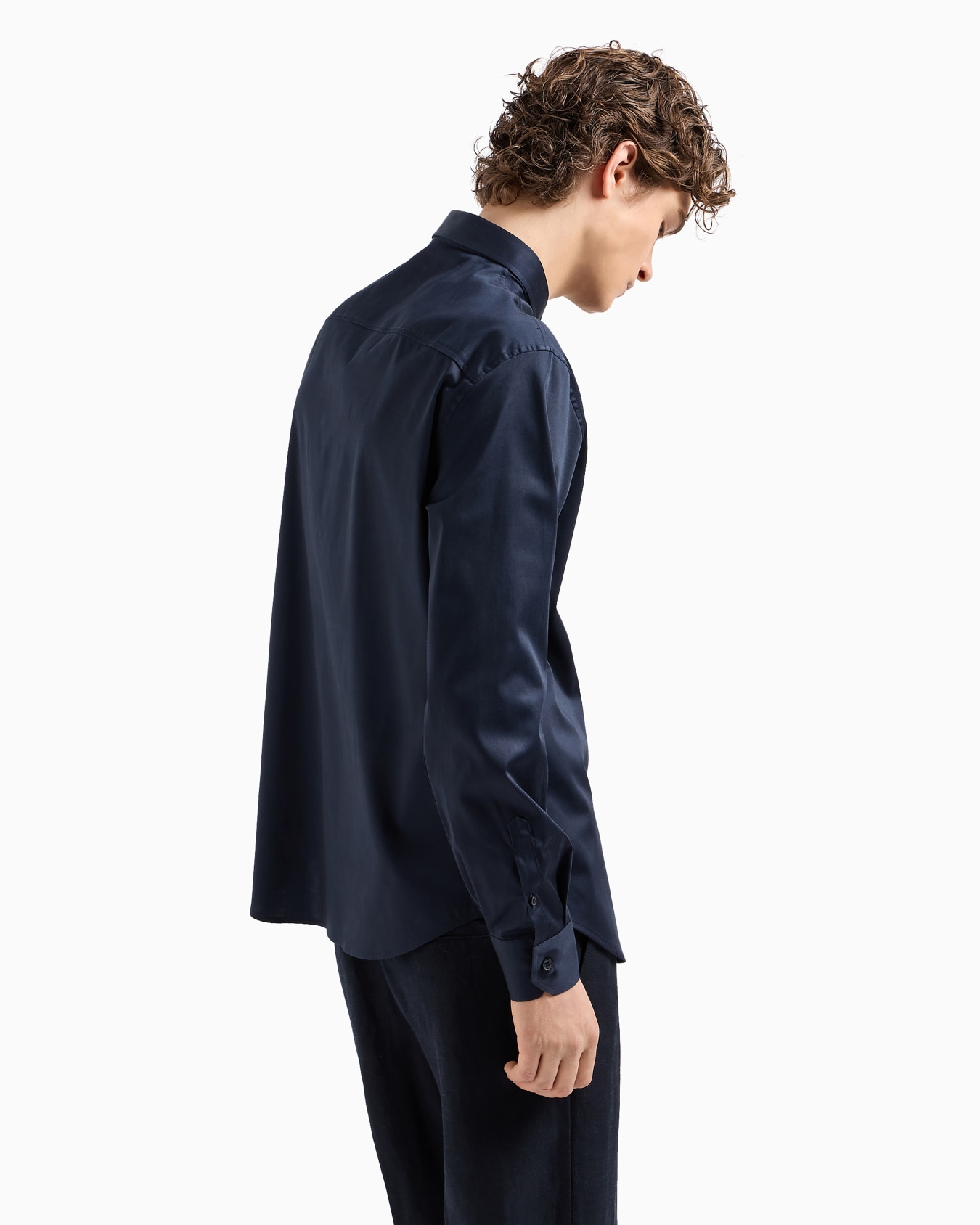 Regular fit shirt in stretch satin cotton Slide 2