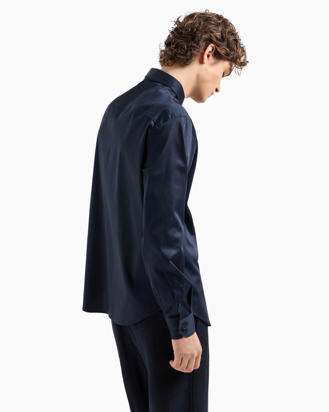 Regular fit shirt in stretch satin cotton Slide 2